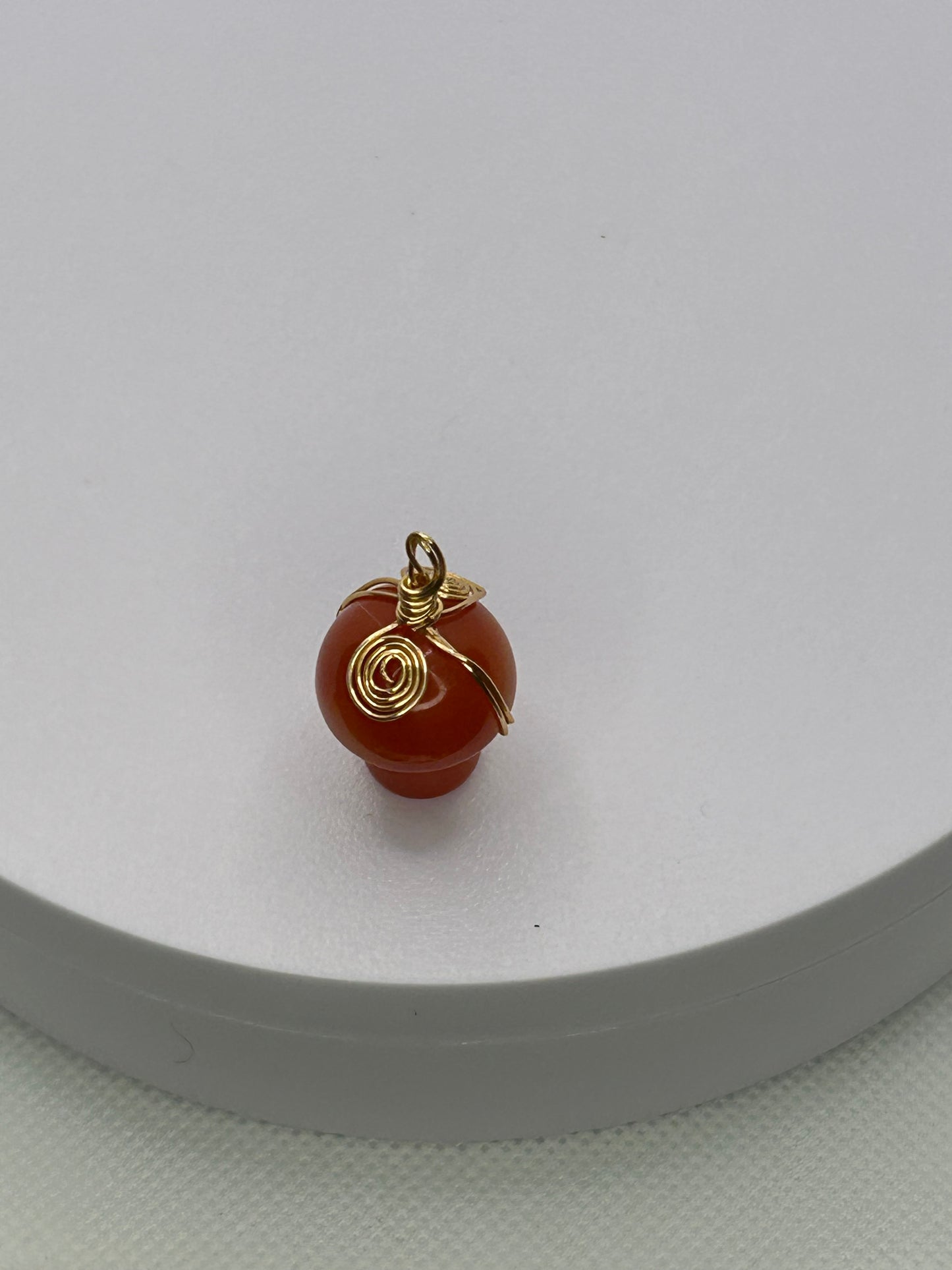 (#46) - CARNELIAN MUSHROOM WRAPPED PENDANT - NEW