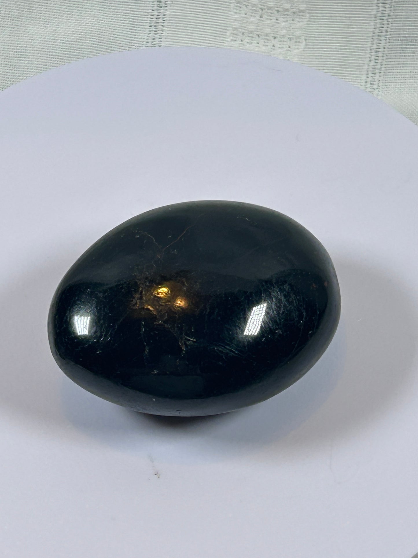 (#100) - BLACK TOURMALINE PALM STONE POLISHED - NEW
