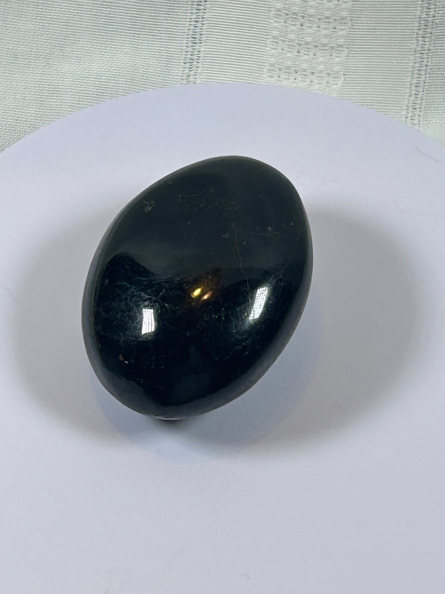 (#100) - BLACK TOURMALINE PALM STONE POLISHED - NEW