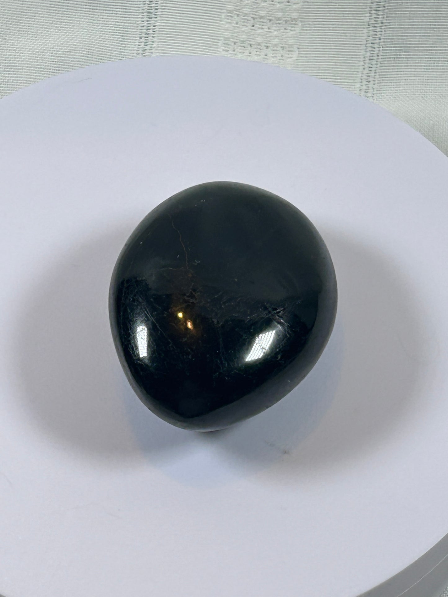 (#100) - BLACK TOURMALINE PALM STONE POLISHED - NEW