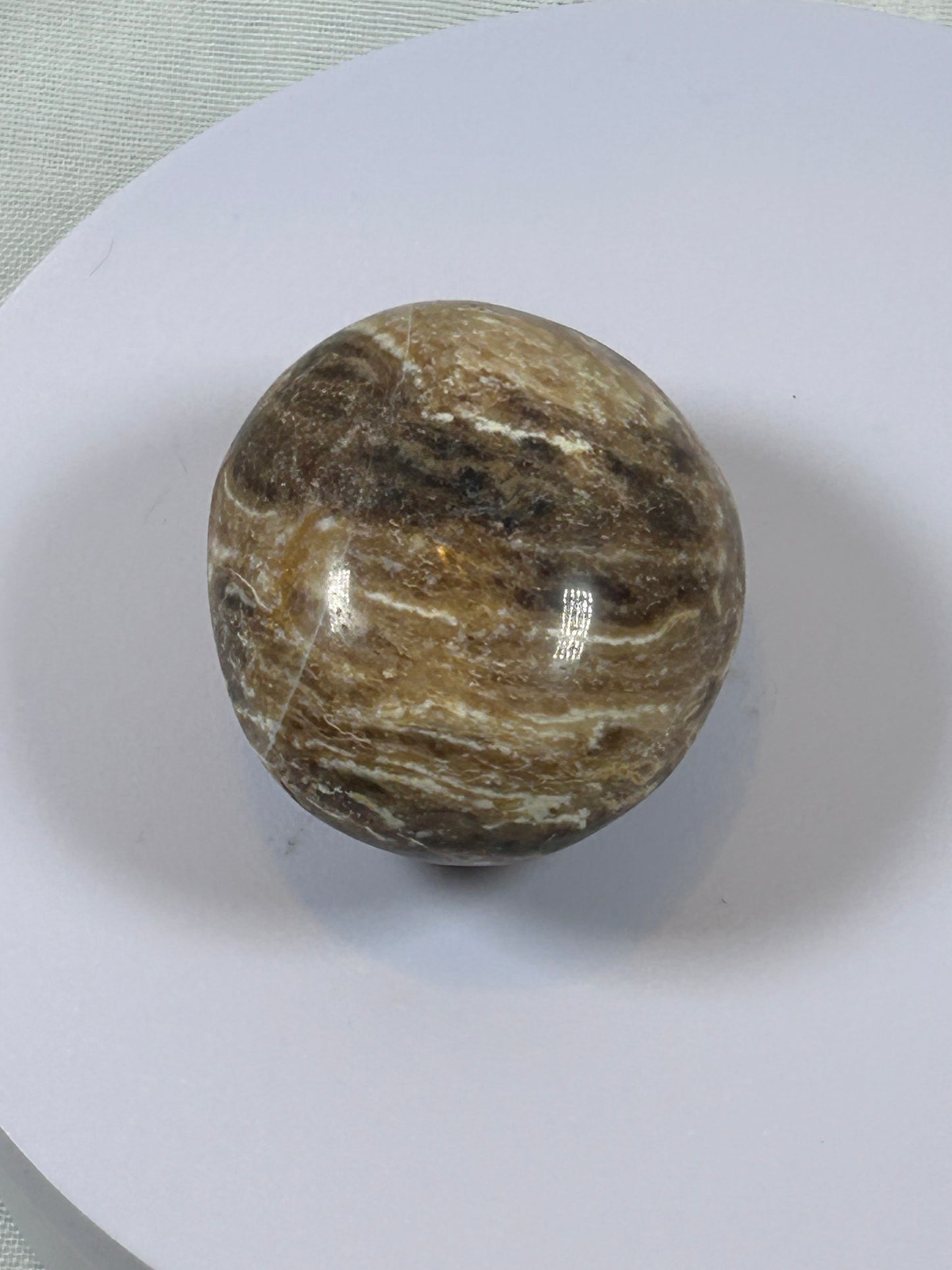 (#102) - BROWN ARAGONITE PALM STONE POLISHED - NEW
