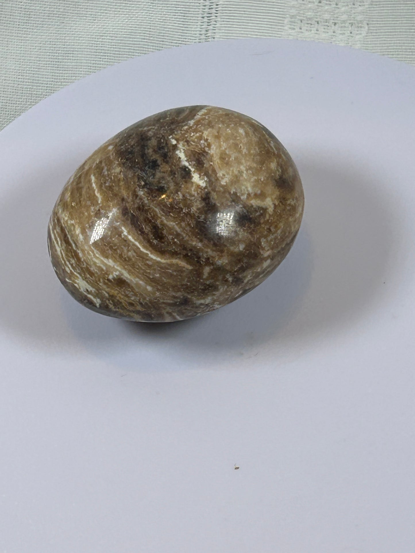 (#102) - BROWN ARAGONITE PALM STONE POLISHED - NEW