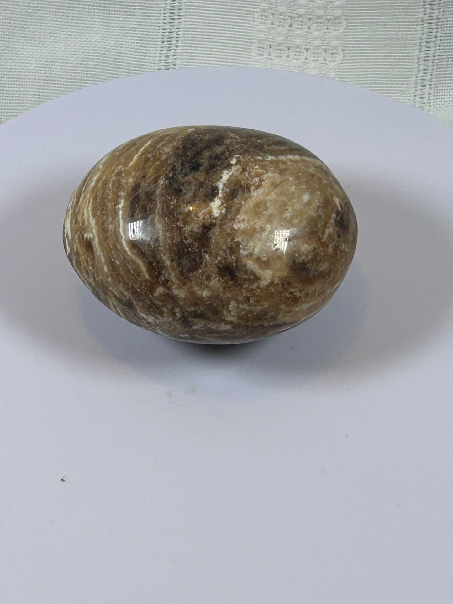 (#102) - BROWN ARAGONITE PALM STONE POLISHED - NEW
