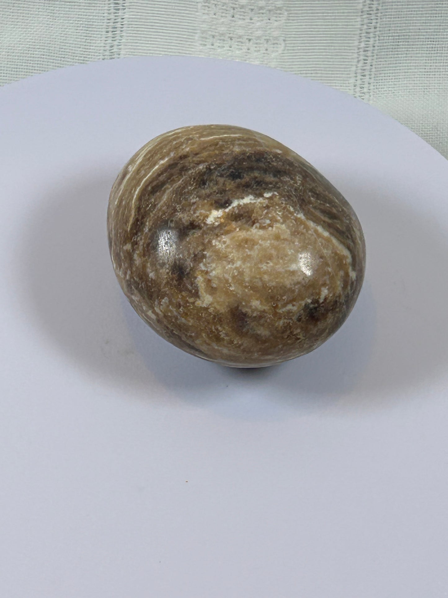 (#102) - BROWN ARAGONITE PALM STONE POLISHED - NEW