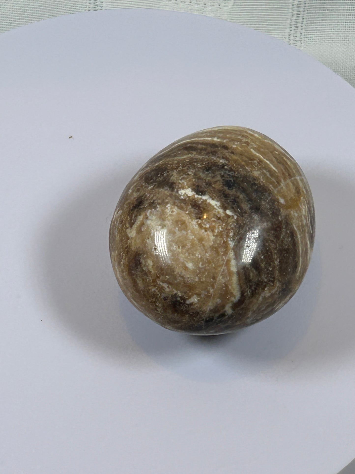 (#102) - BROWN ARAGONITE PALM STONE POLISHED - NEW