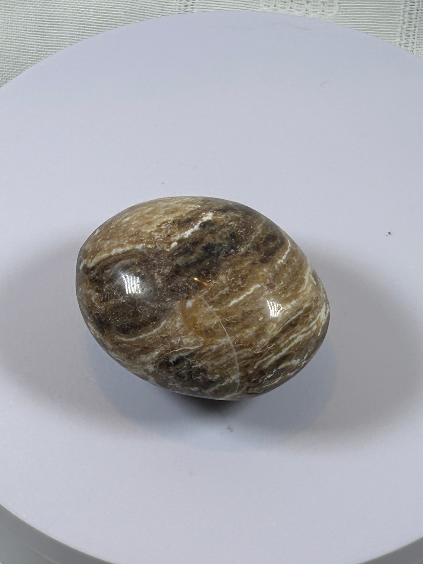 (#102) - BROWN ARAGONITE PALM STONE POLISHED - NEW