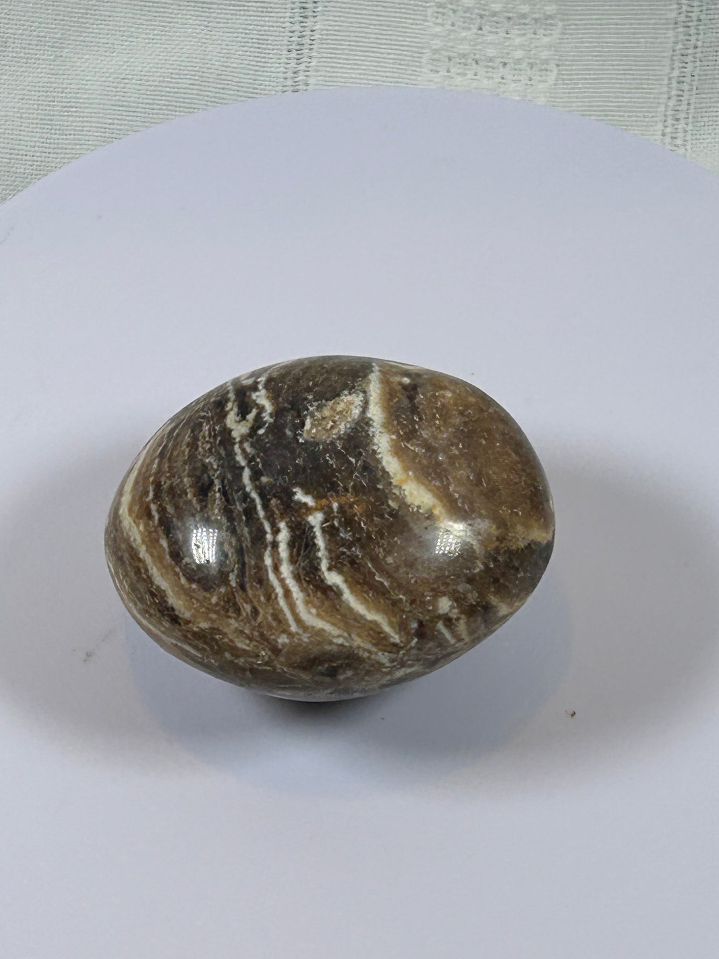 (#102) - BROWN ARAGONITE PALM STONE POLISHED - NEW