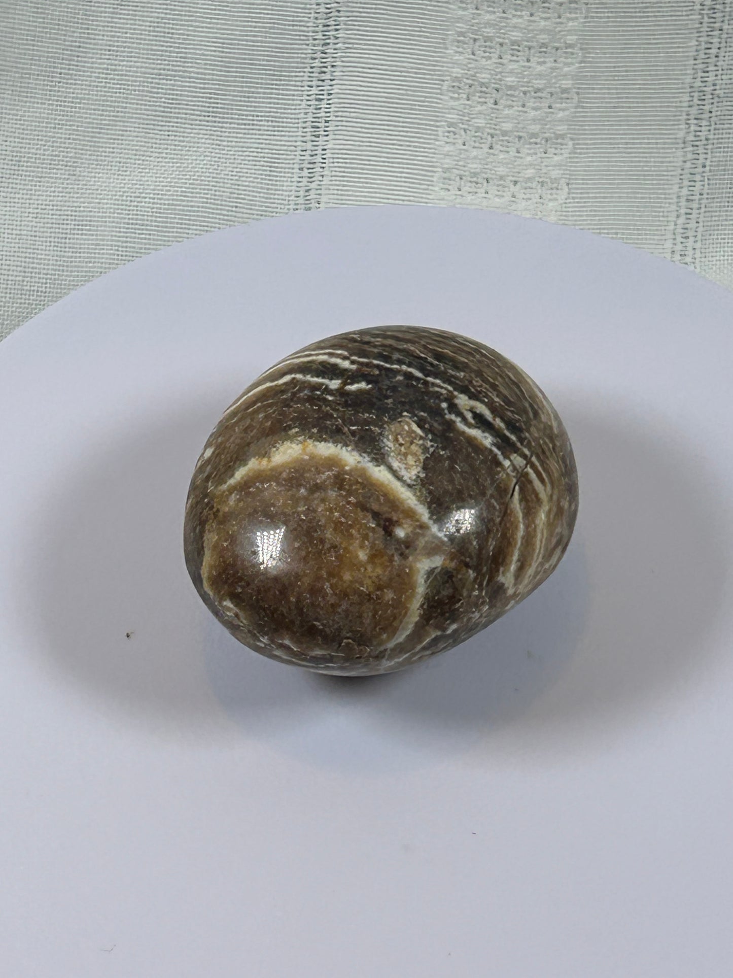 (#102) - BROWN ARAGONITE PALM STONE POLISHED - NEW