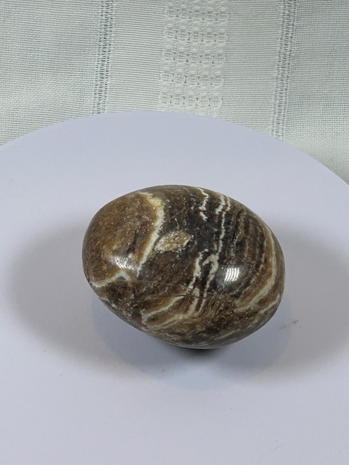 (#102) - BROWN ARAGONITE PALM STONE POLISHED - NEW