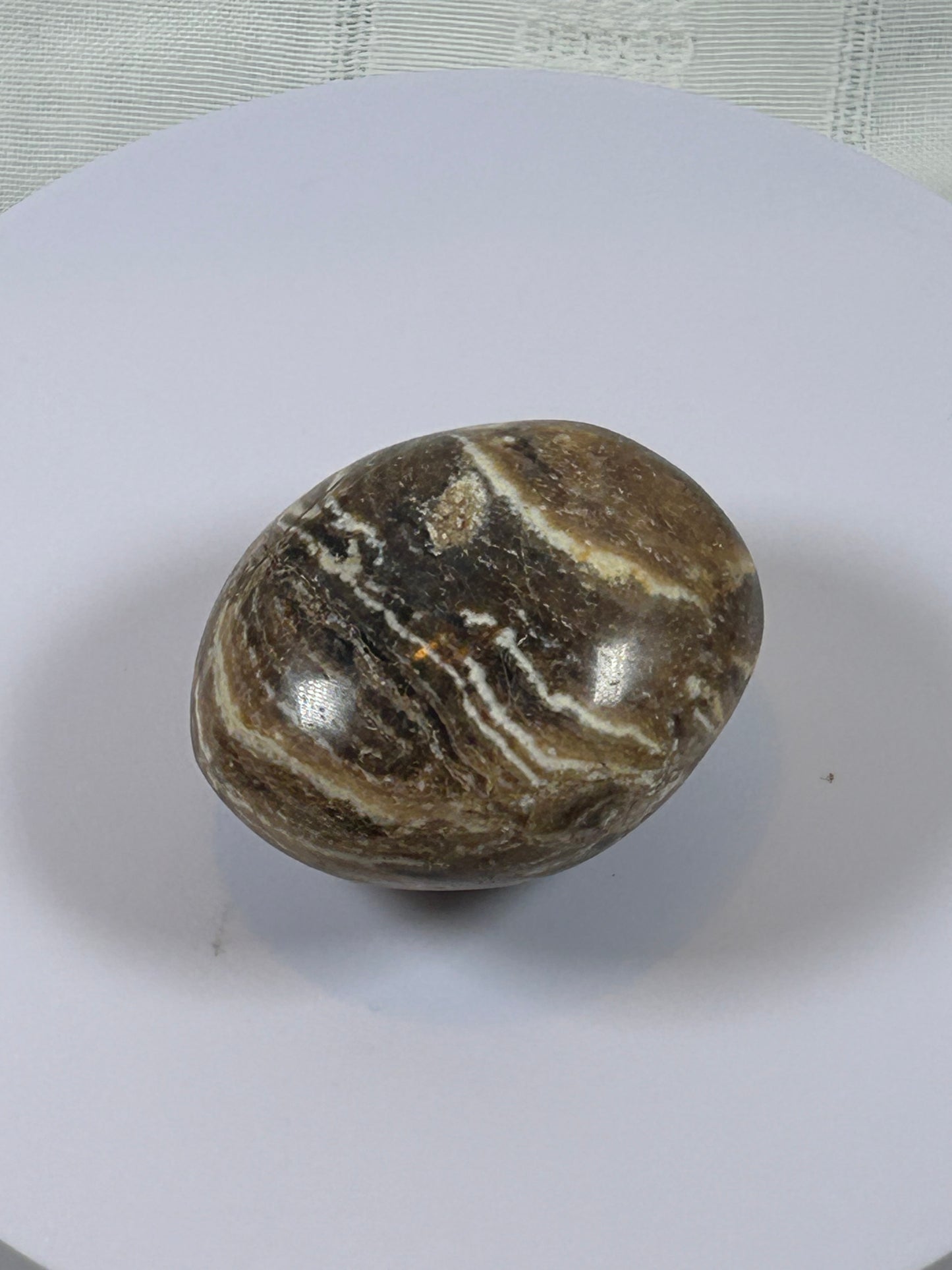 (#102) - BROWN ARAGONITE PALM STONE POLISHED - NEW