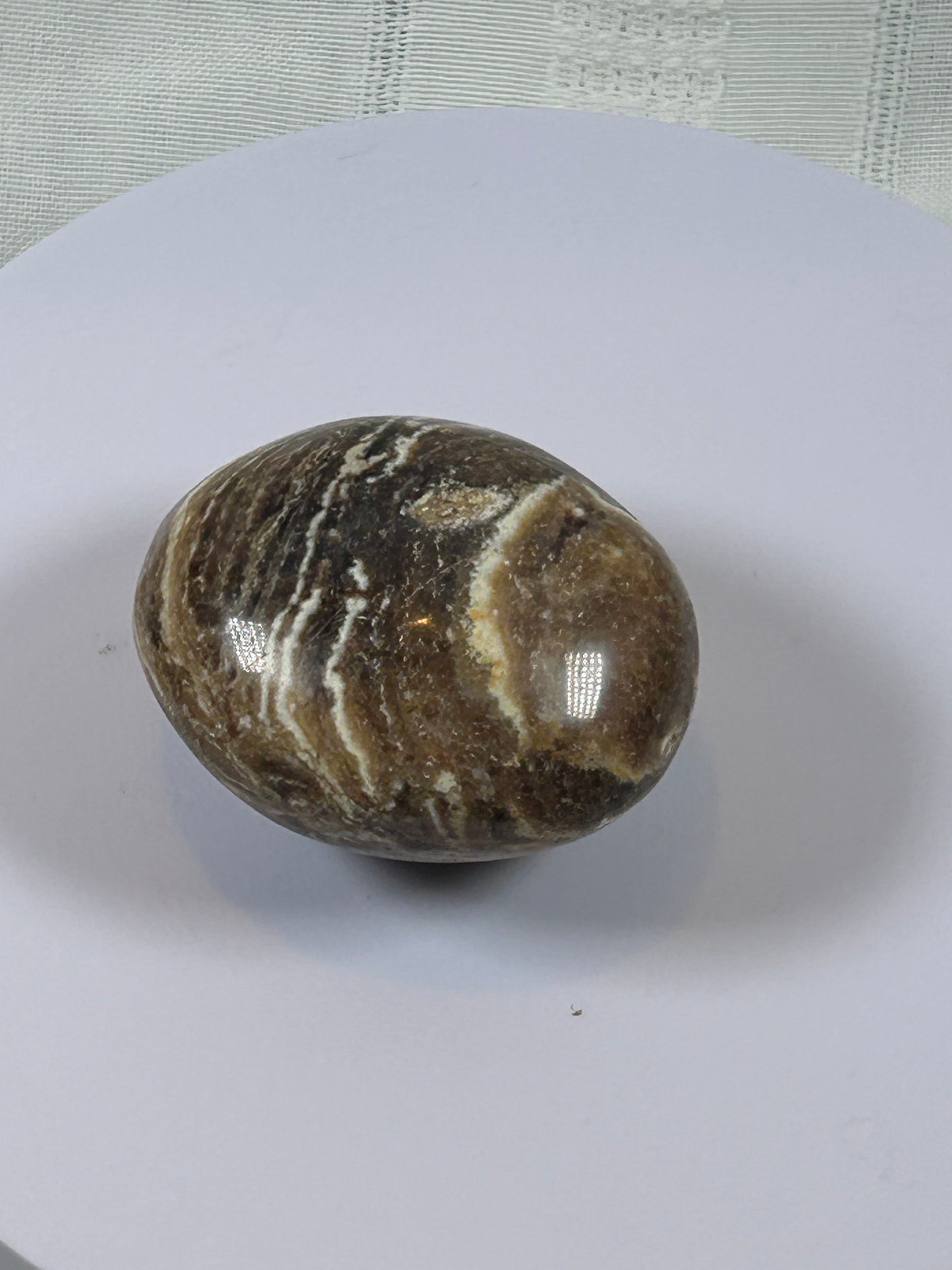 (#102) - BROWN ARAGONITE PALM STONE POLISHED - NEW