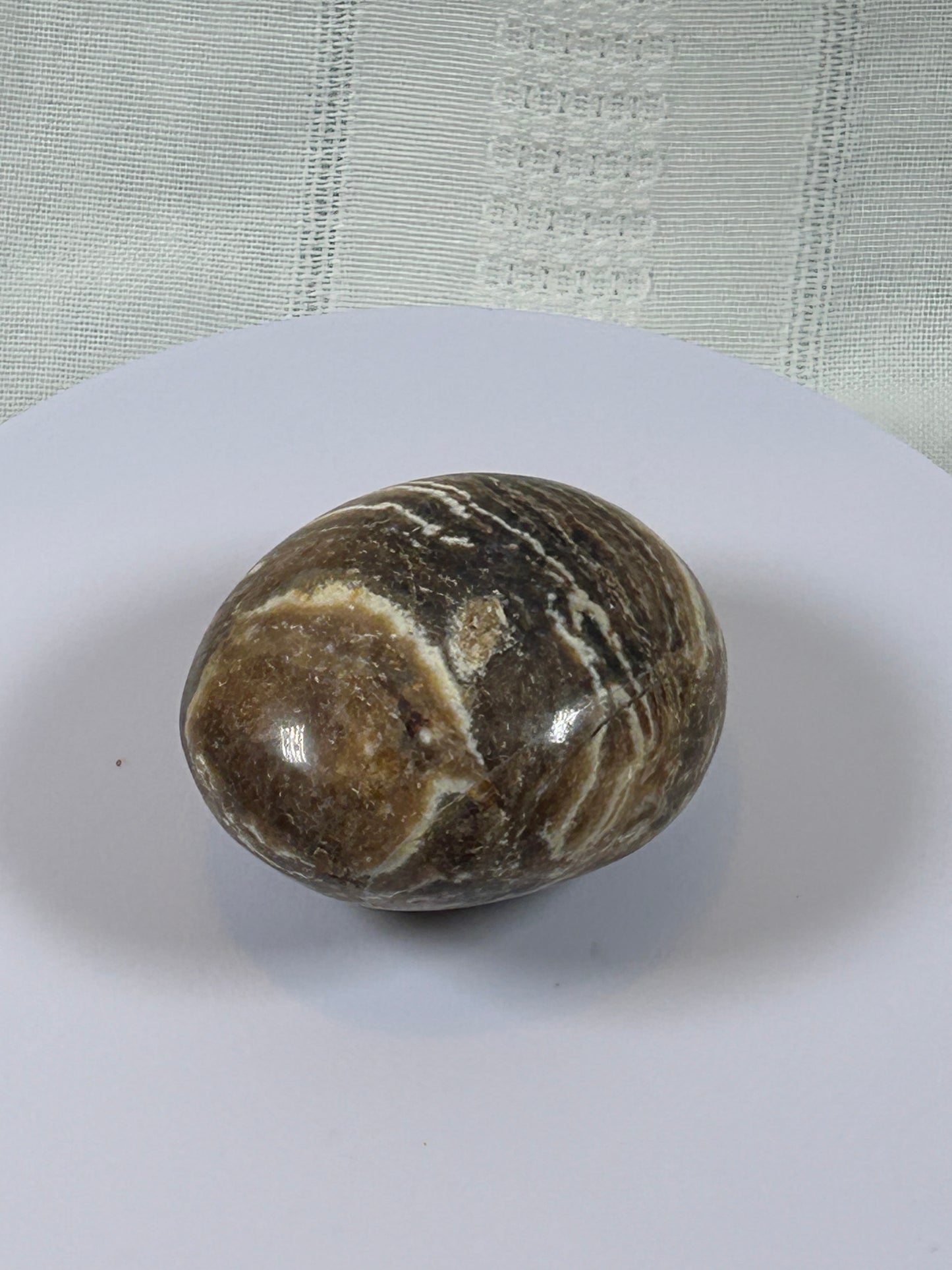 (#102) - BROWN ARAGONITE PALM STONE POLISHED - NEW