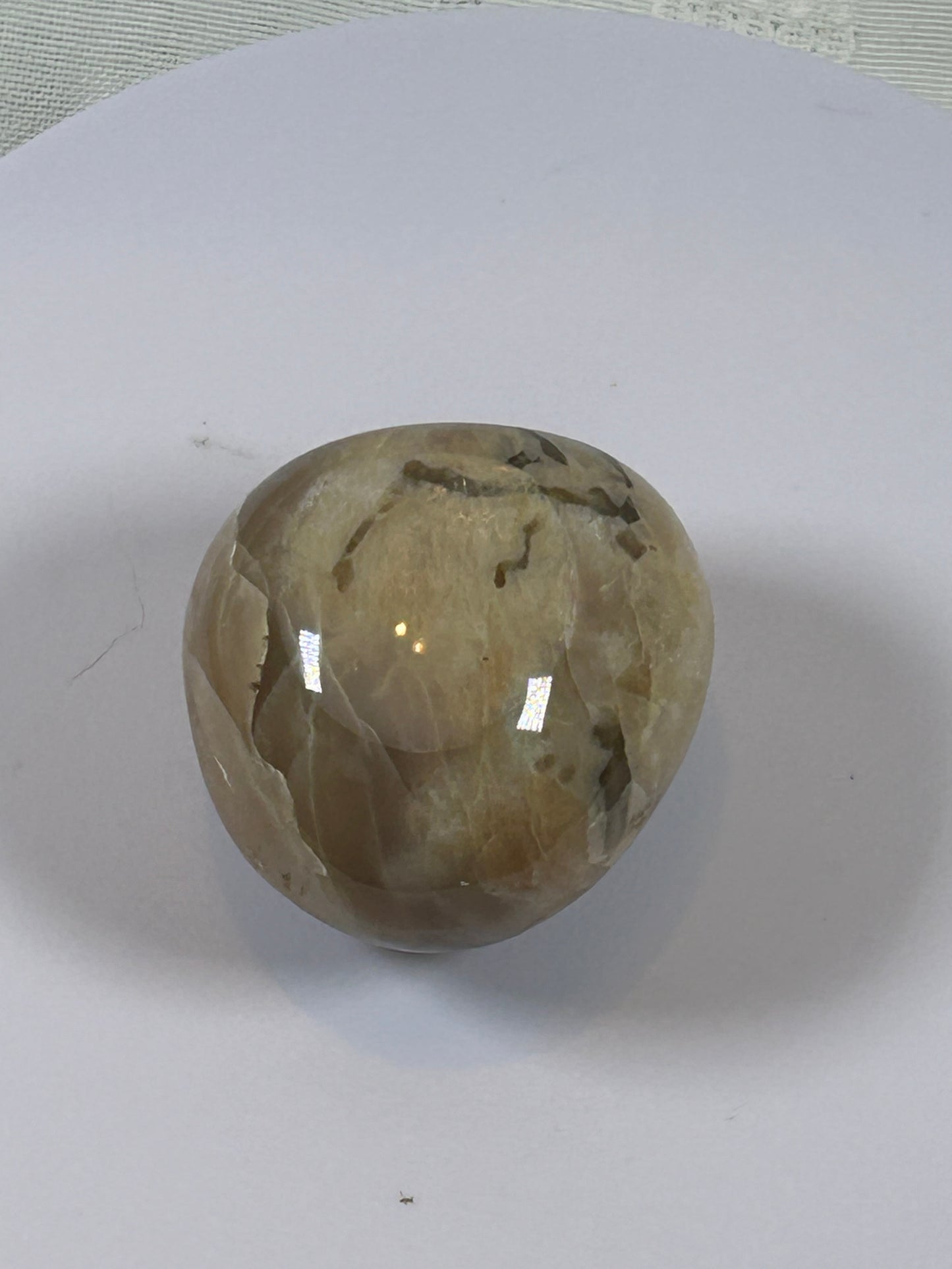 (#104) - PEACH MOONSTONE PALM STONE POLISHED - NEW