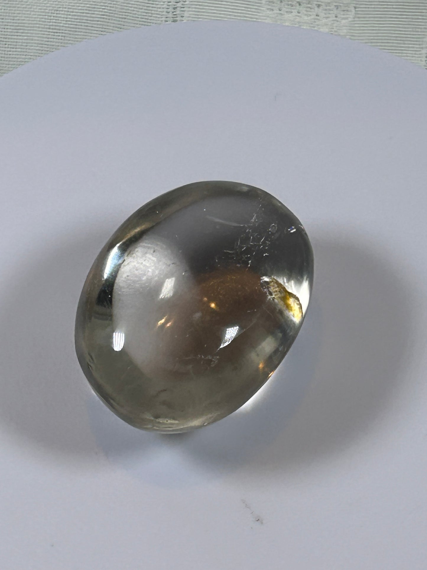 (#105) - CLEAR QUARTZ PALM STONE POLISHED - NEW