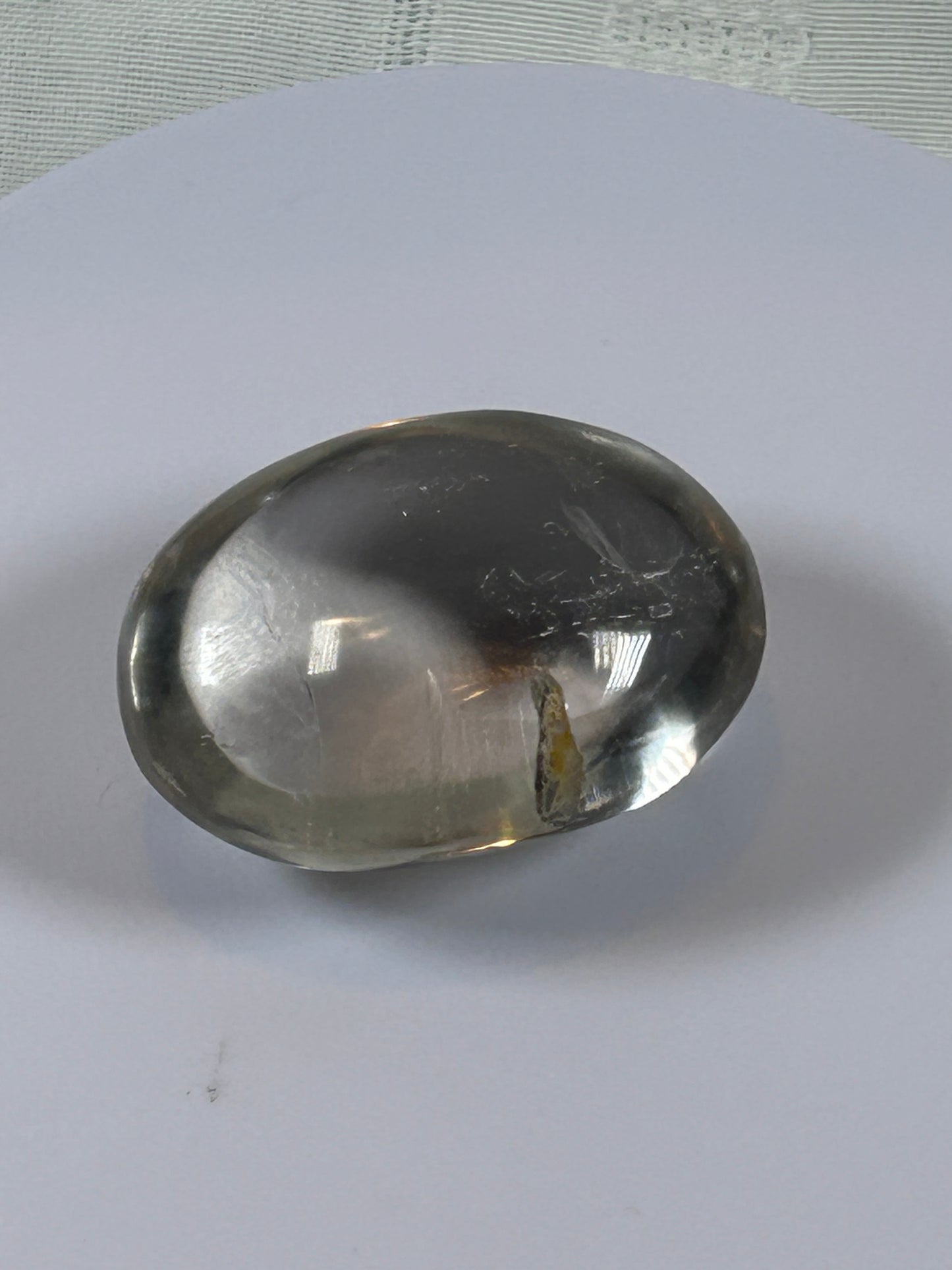 (#105) - CLEAR QUARTZ PALM STONE POLISHED - NEW