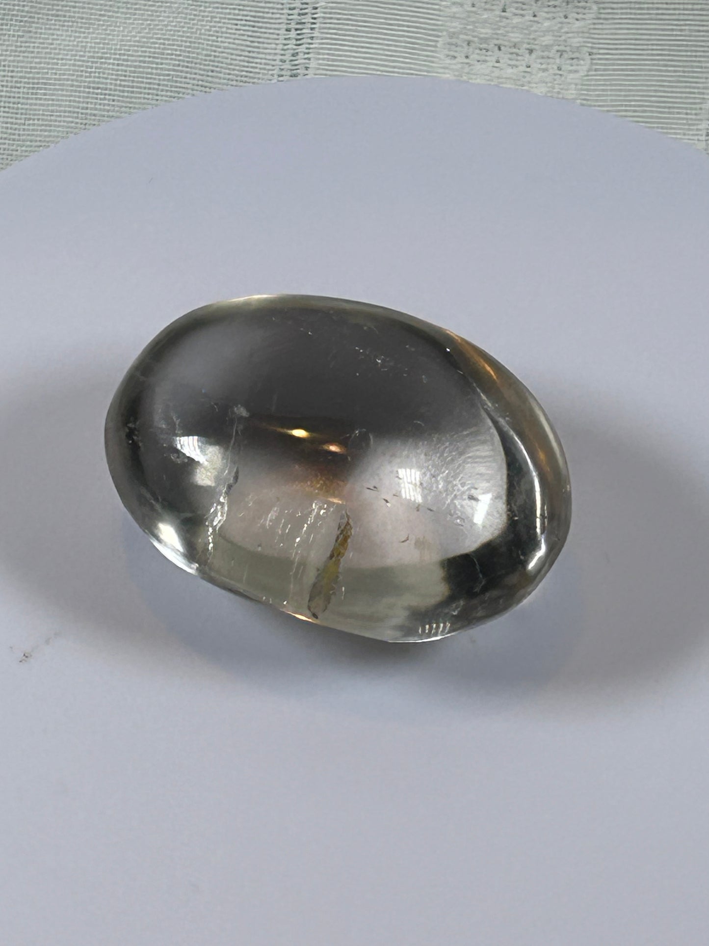 (#105) - CLEAR QUARTZ PALM STONE POLISHED - NEW