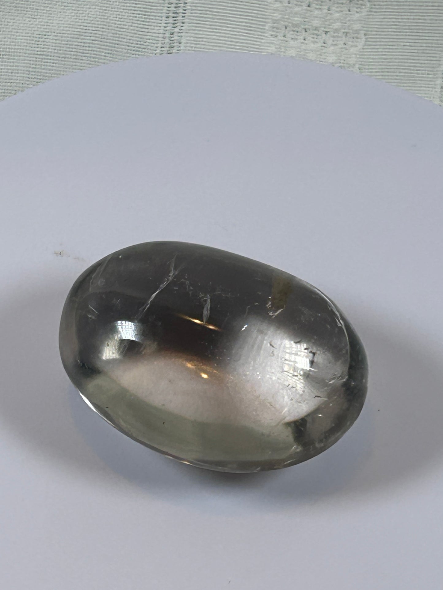 (#105) - CLEAR QUARTZ PALM STONE POLISHED - NEW