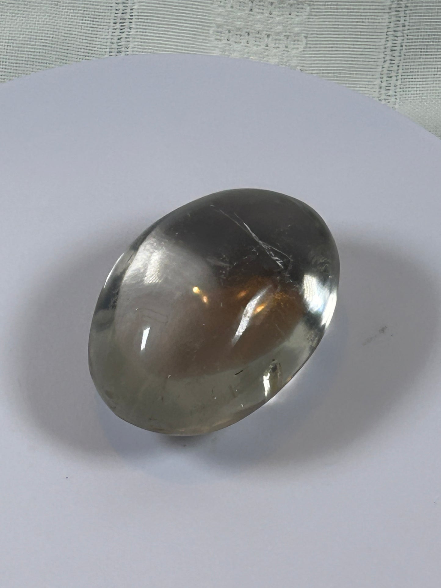 (#105) - CLEAR QUARTZ PALM STONE POLISHED - NEW