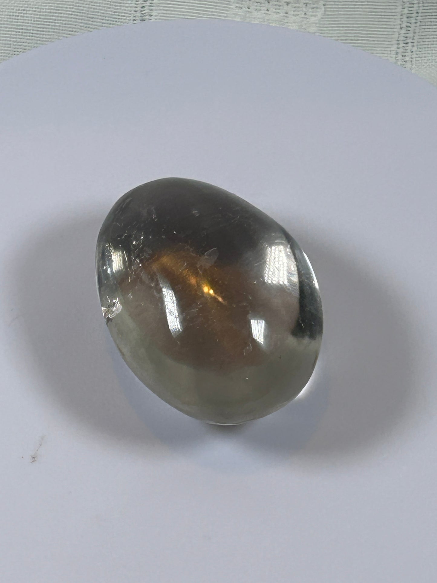(#105) - CLEAR QUARTZ PALM STONE POLISHED - NEW