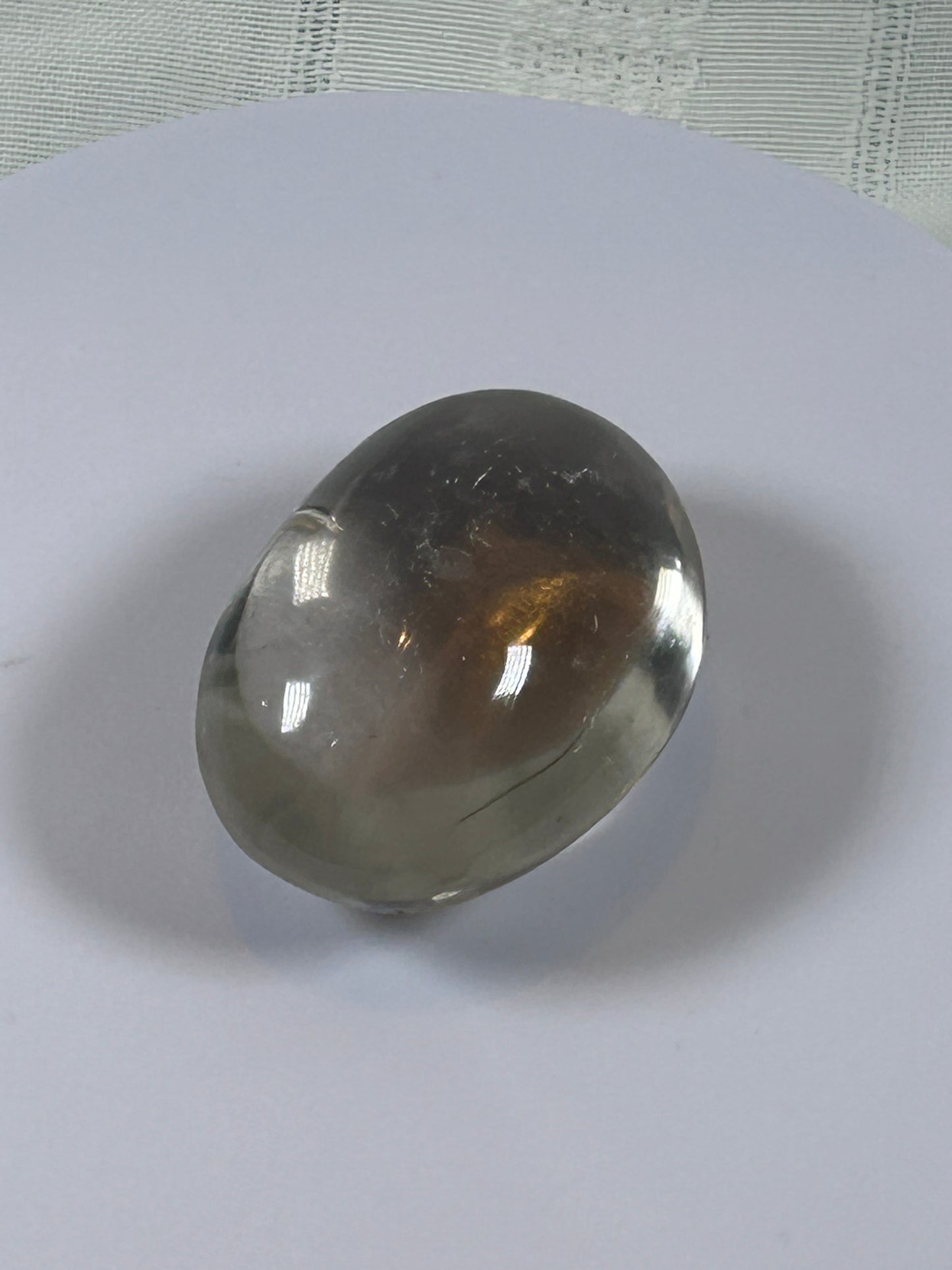 (#105) - CLEAR QUARTZ PALM STONE POLISHED - NEW