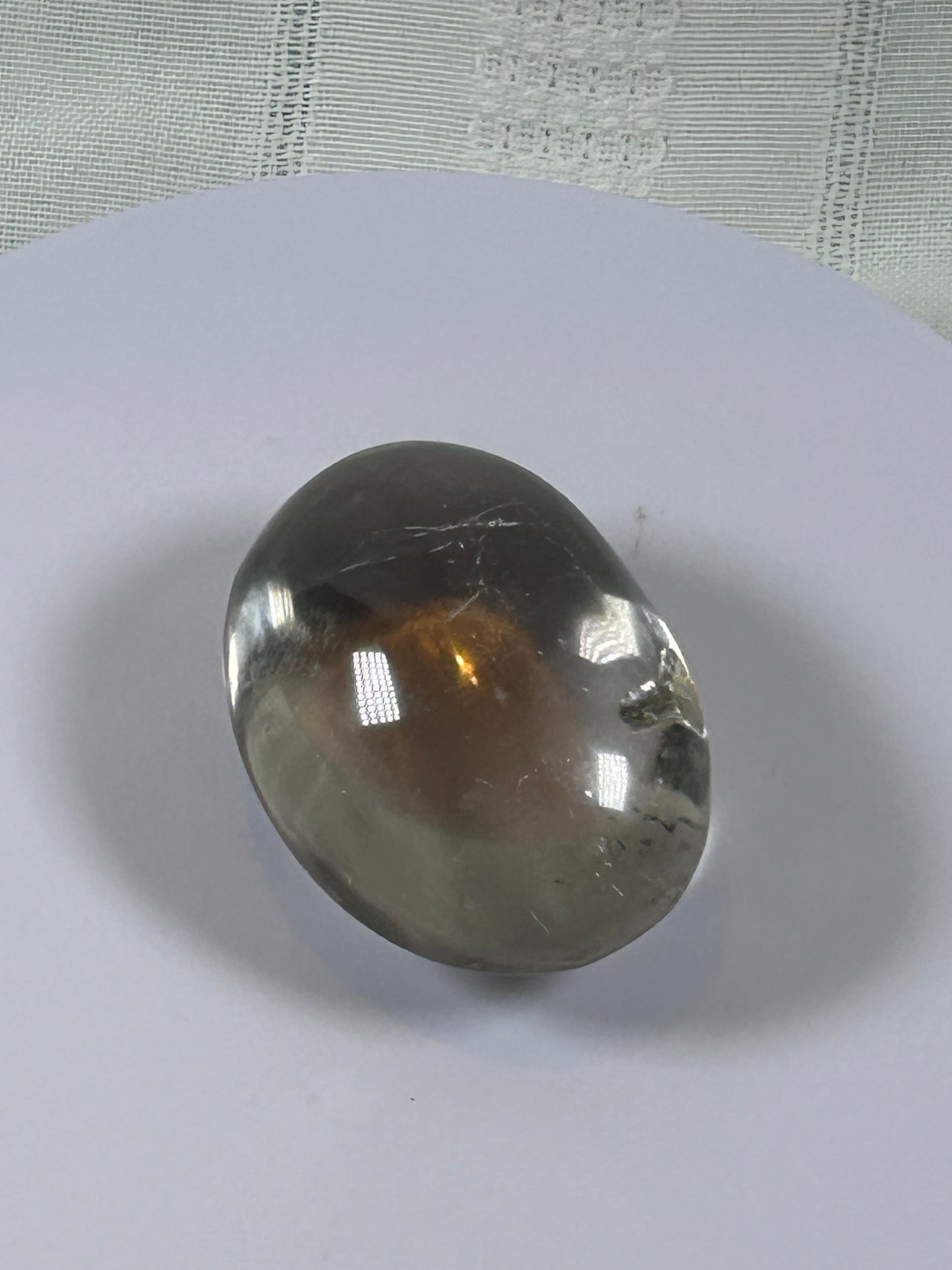 (#105) - CLEAR QUARTZ PALM STONE POLISHED - NEW