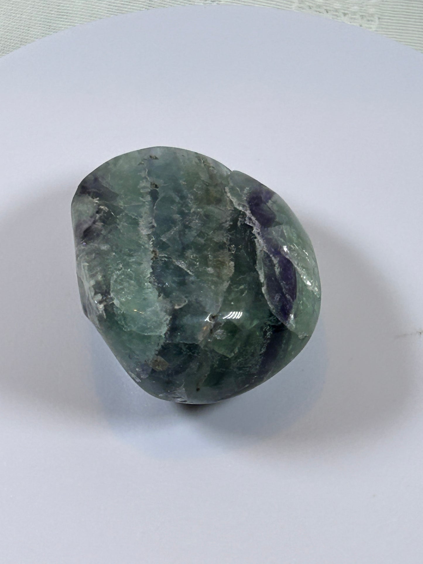 (#107) - FLUORITE PALM STONE POLISHED - NEW