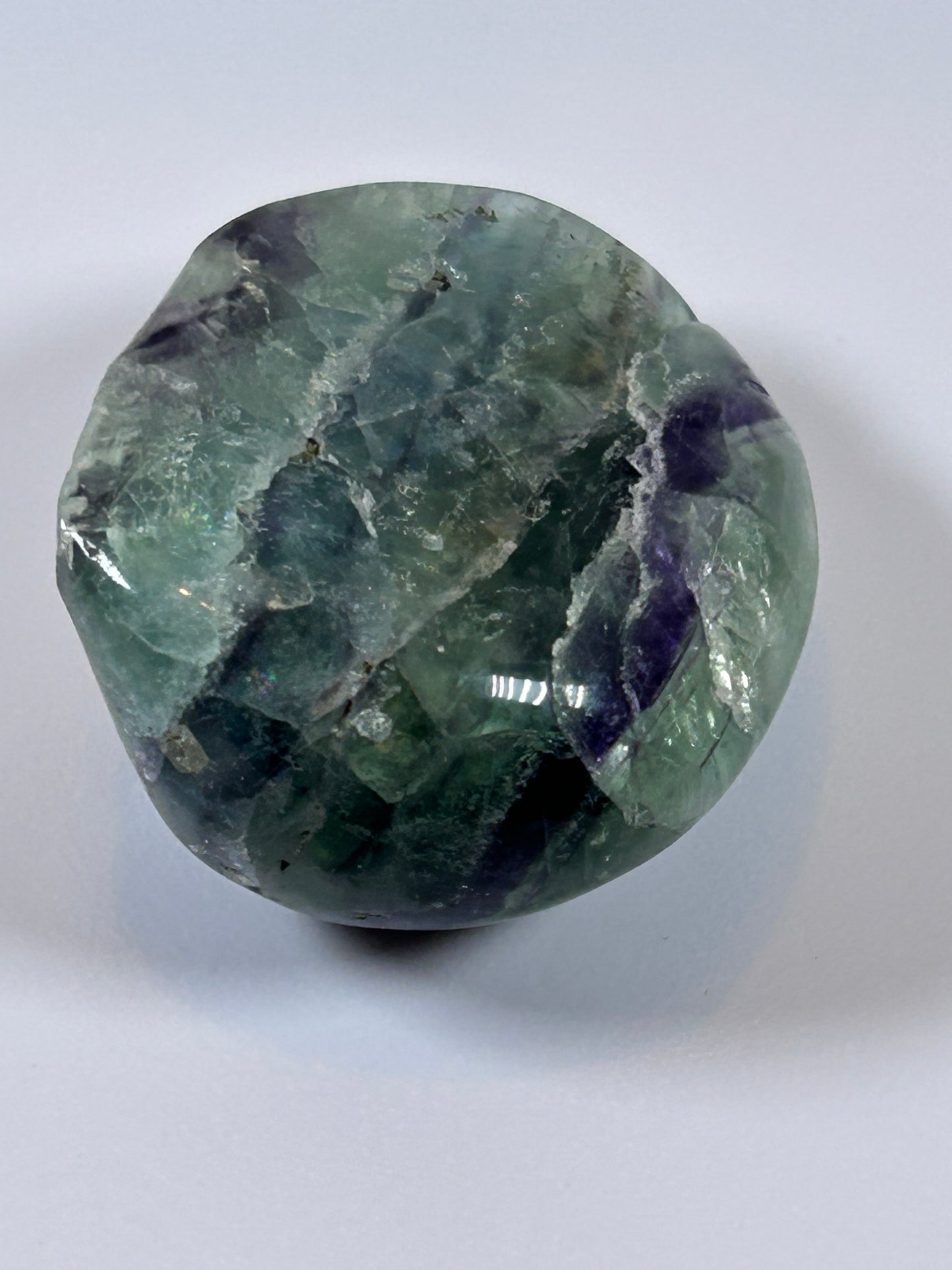 (#107) - FLUORITE PALM STONE POLISHED - NEW