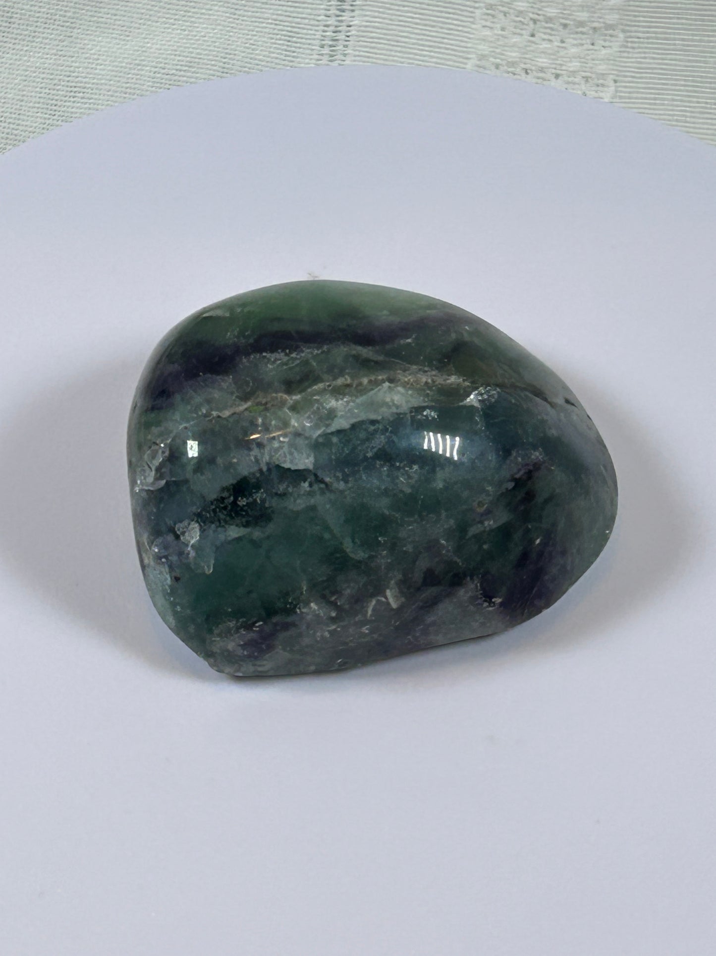 (#107) - FLUORITE PALM STONE POLISHED - NEW