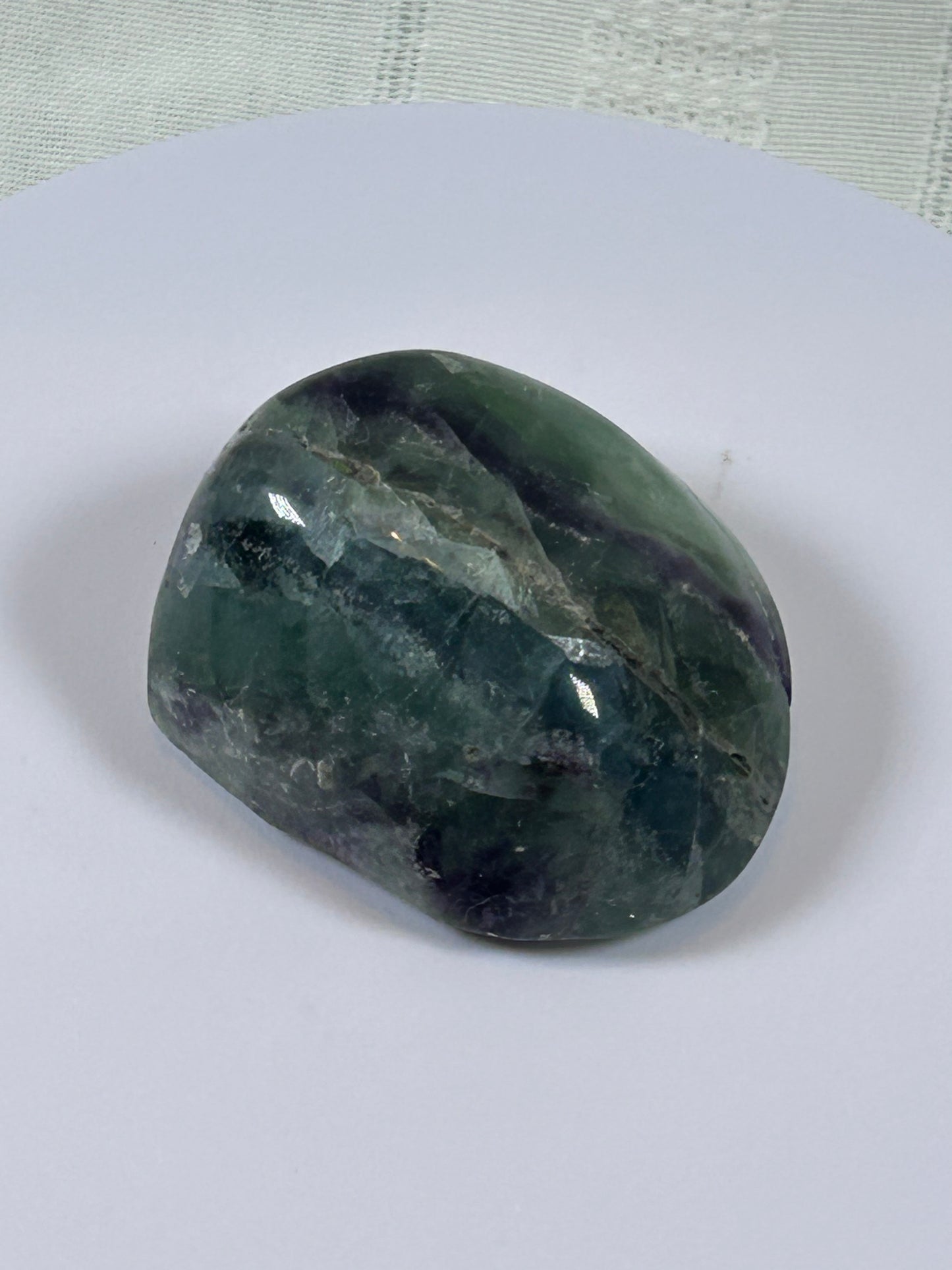 (#107) - FLUORITE PALM STONE POLISHED - NEW