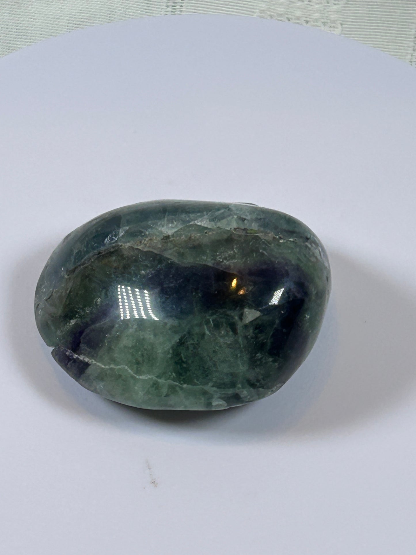 (#107) - FLUORITE PALM STONE POLISHED - NEW