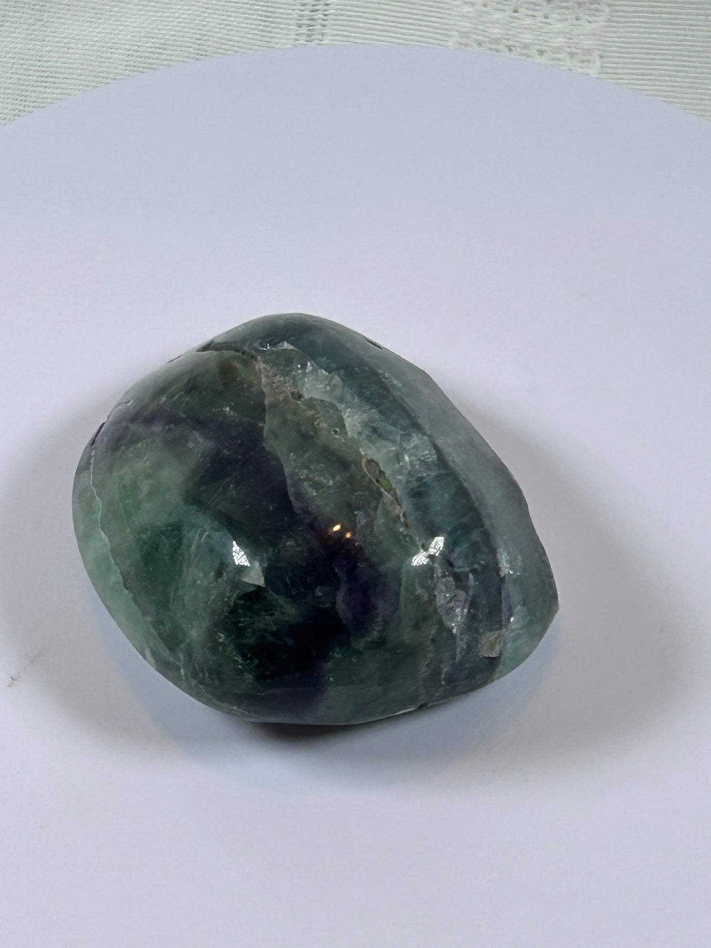 (#107) - FLUORITE PALM STONE POLISHED - NEW