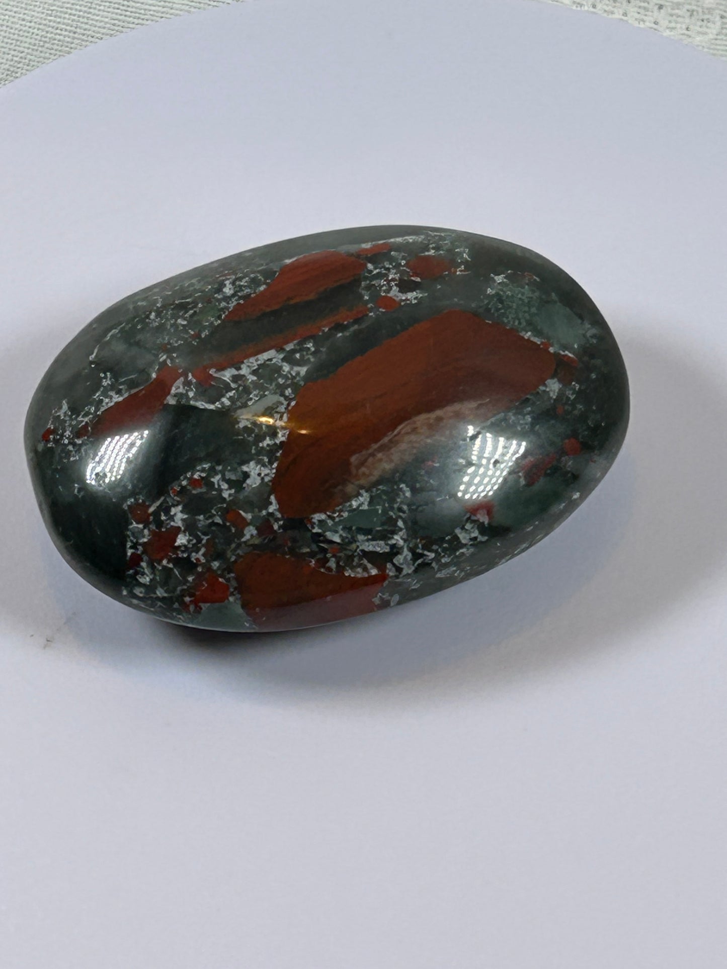 (#108) - AFRICAN BLOODSTONE PALM STONE POLISHED - NEW