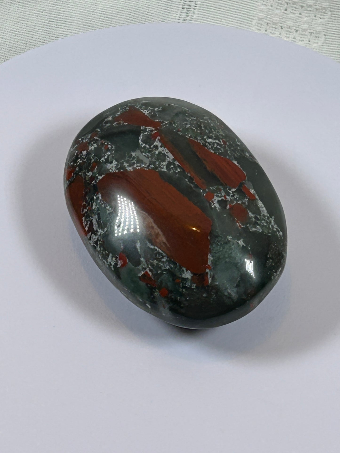 (#108) - AFRICAN BLOODSTONE PALM STONE POLISHED - NEW
