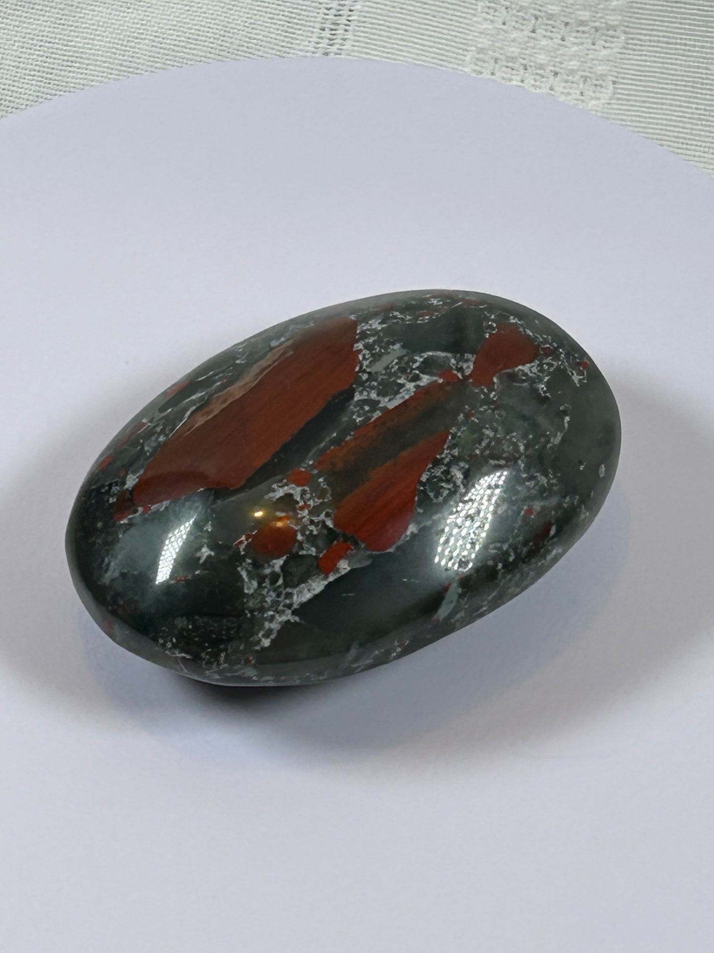 (#108) - AFRICAN BLOODSTONE PALM STONE POLISHED - NEW
