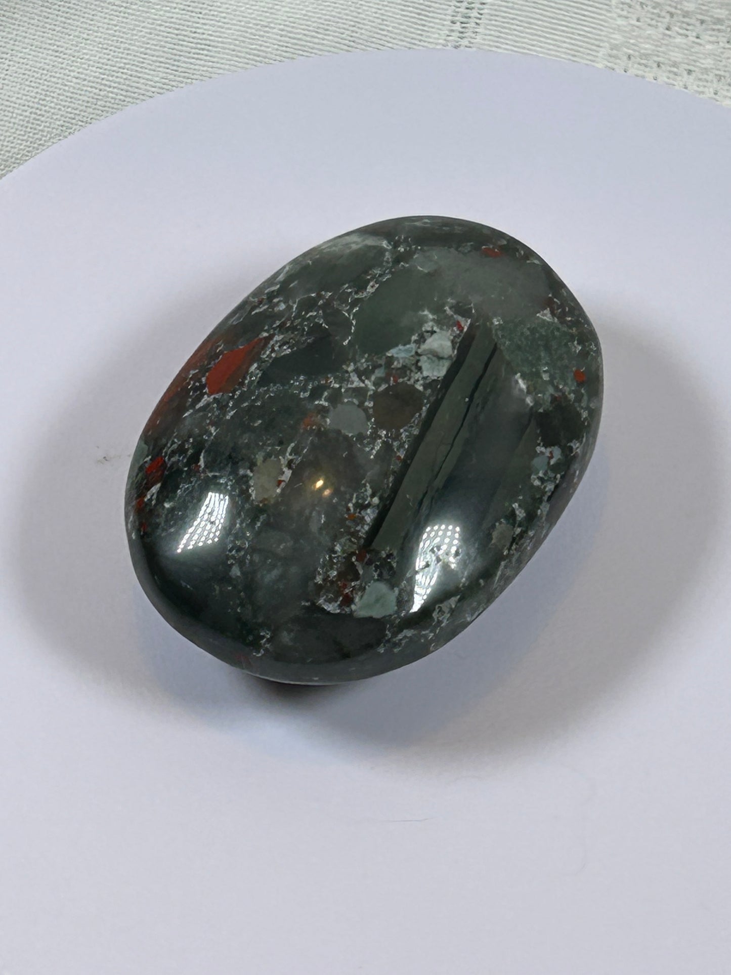 (#108) - AFRICAN BLOODSTONE PALM STONE POLISHED - NEW