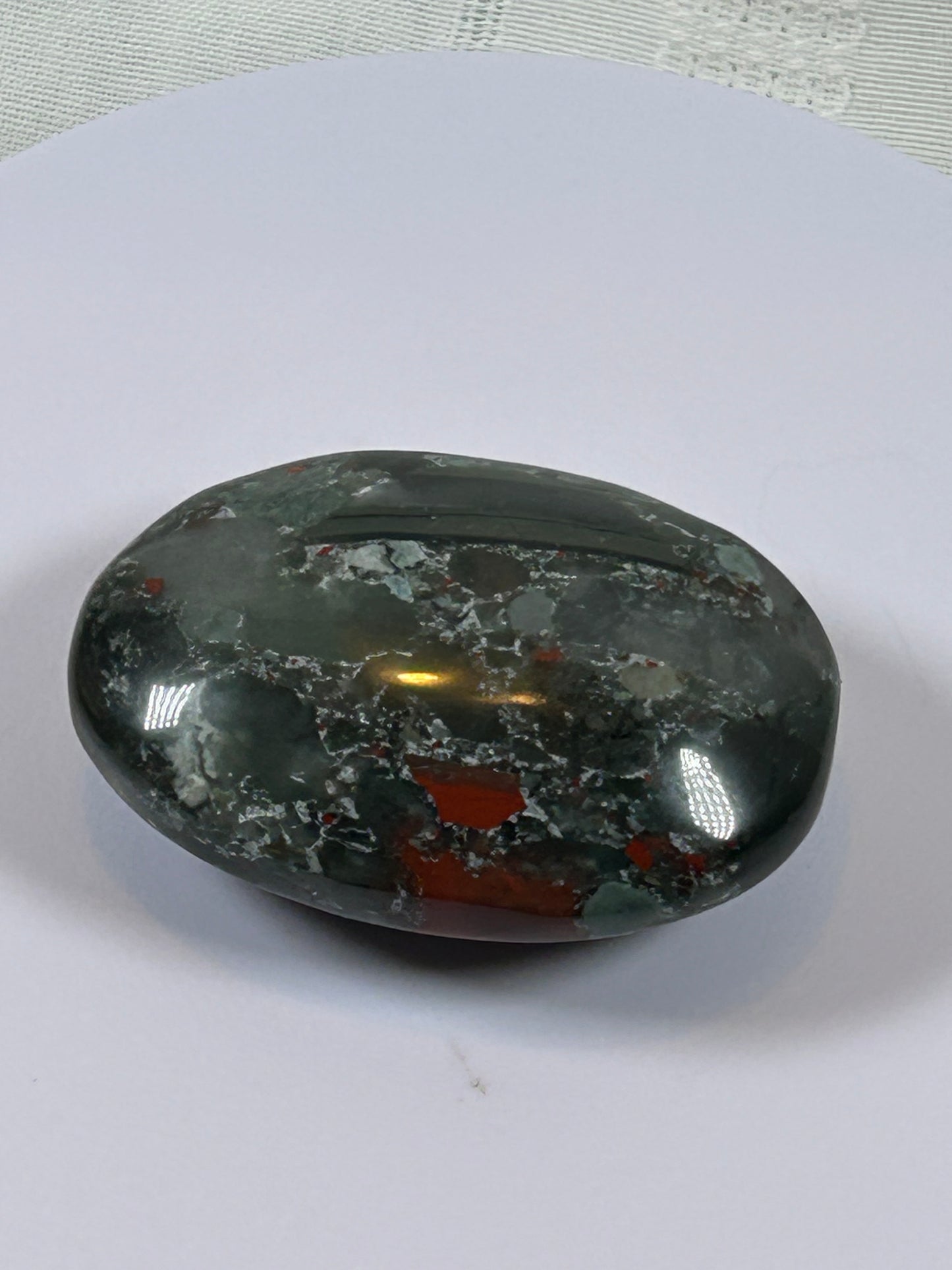 (#108) - AFRICAN BLOODSTONE PALM STONE POLISHED - NEW