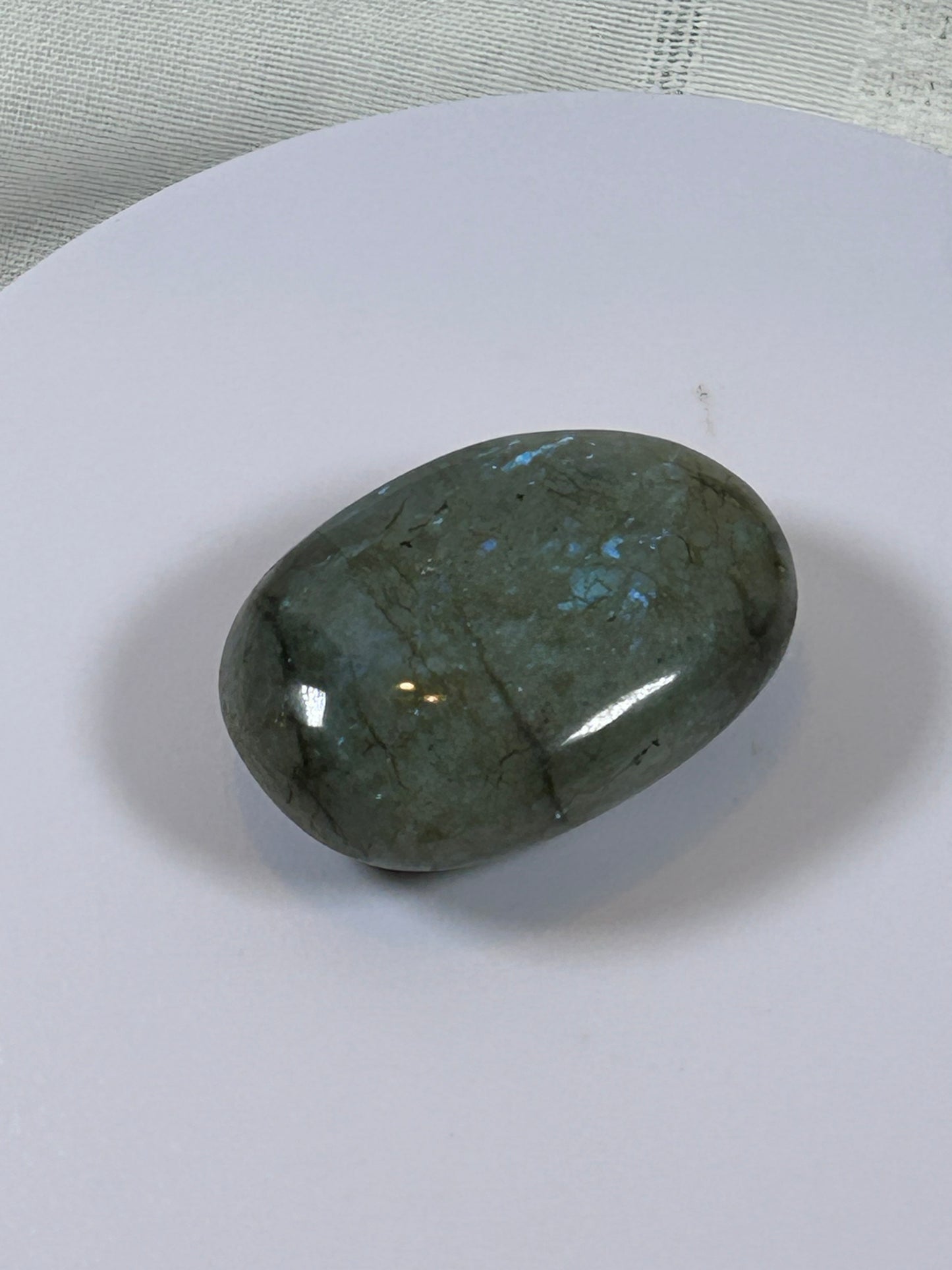 (#109) - LABRADORITE PALM STONE POLISHED - NEW