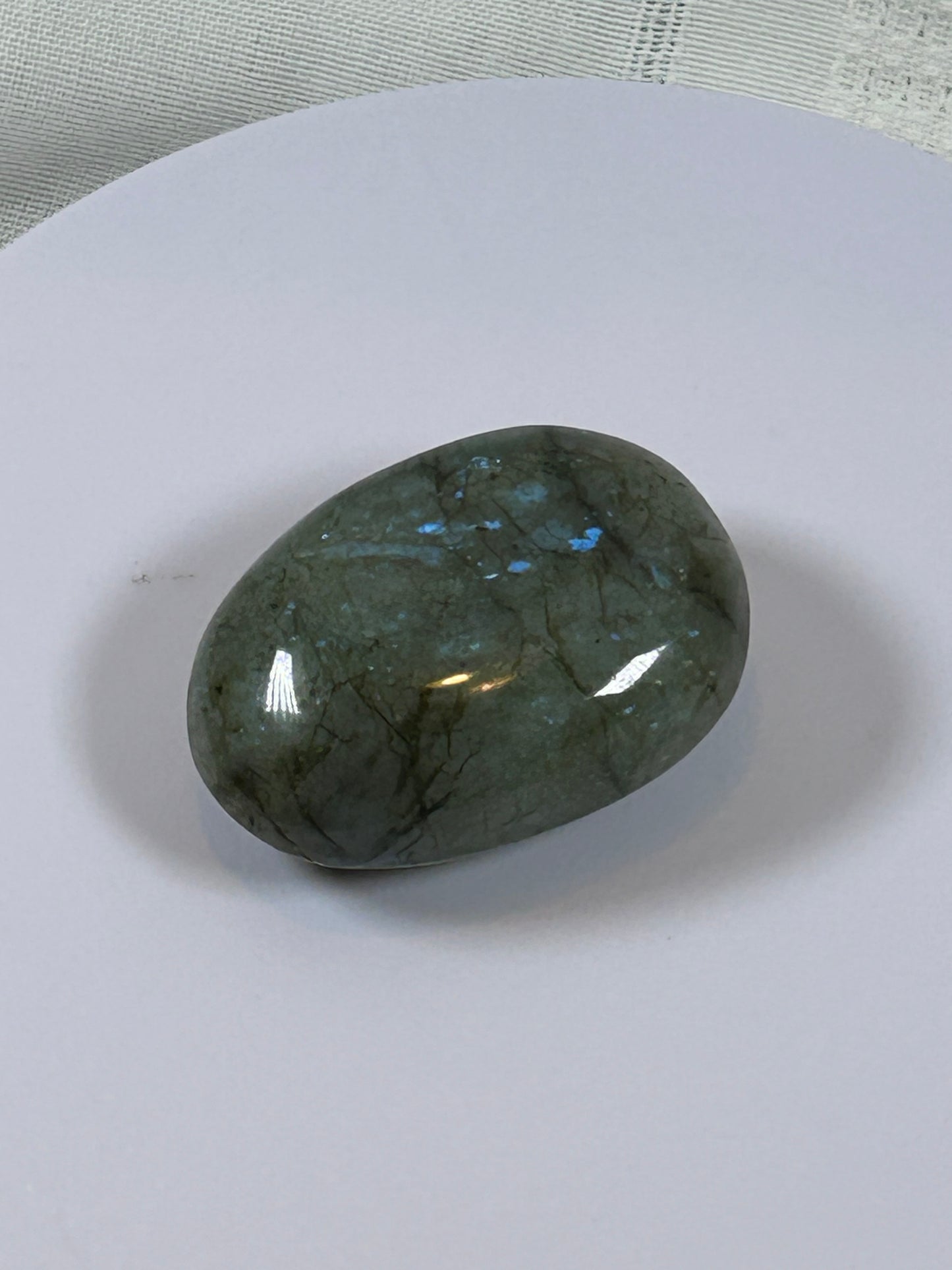 (#109) - LABRADORITE PALM STONE POLISHED - NEW
