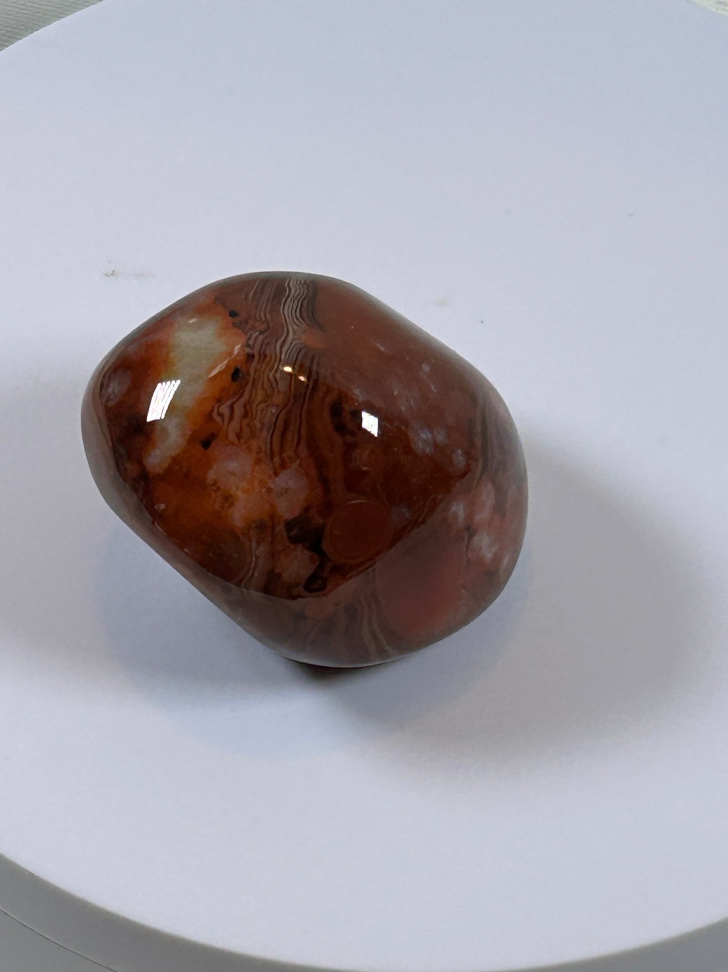 (#112) - CARNELIAN AGATE PALM STONE POLISHED - NEW