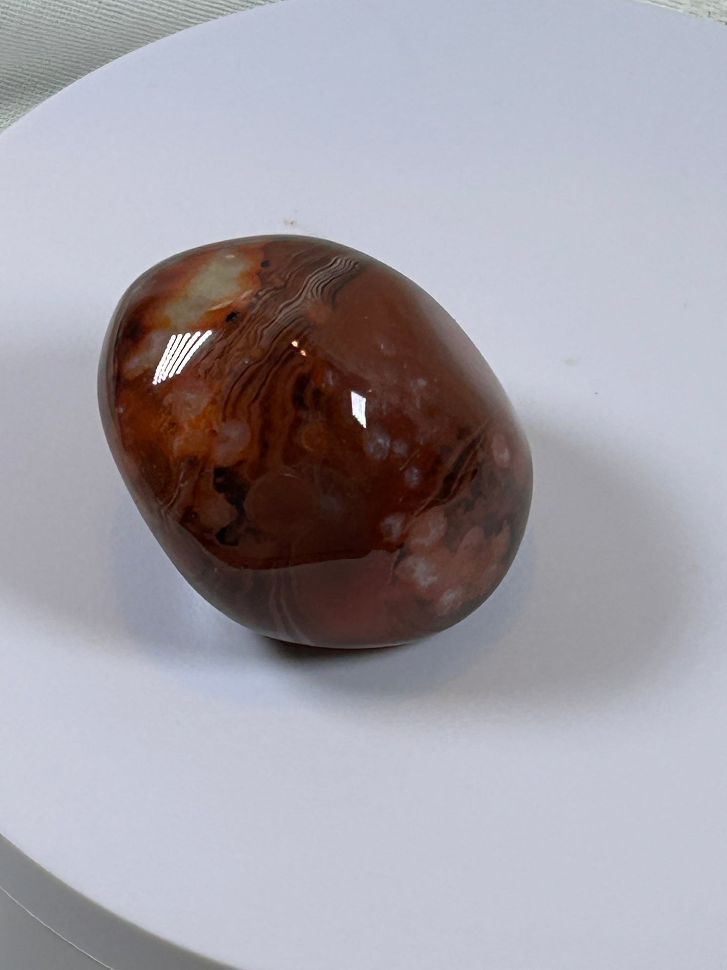 (#112) - CARNELIAN AGATE PALM STONE POLISHED - NEW