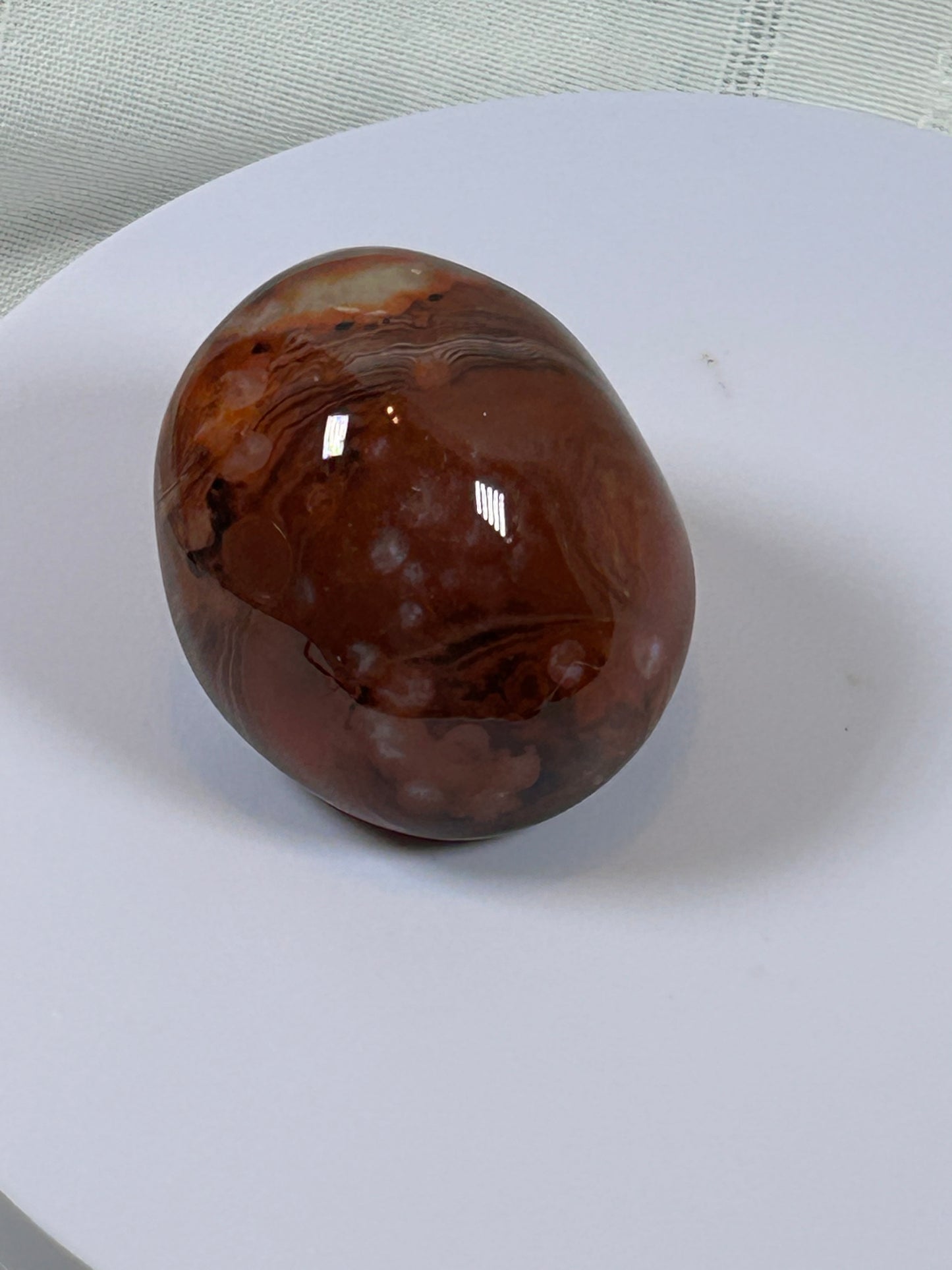 (#112) - CARNELIAN AGATE PALM STONE POLISHED - NEW