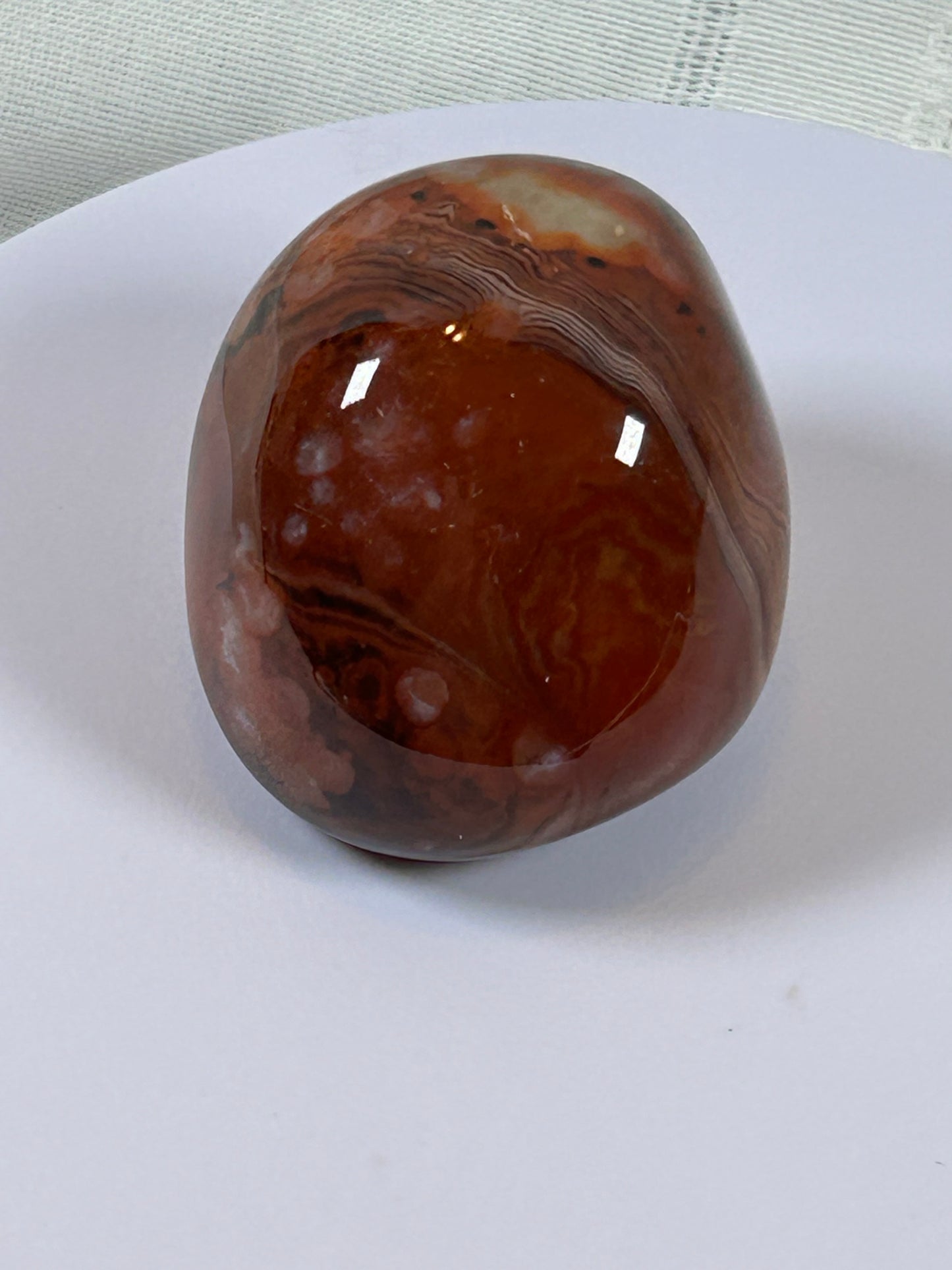 (#112) - CARNELIAN AGATE PALM STONE POLISHED - NEW