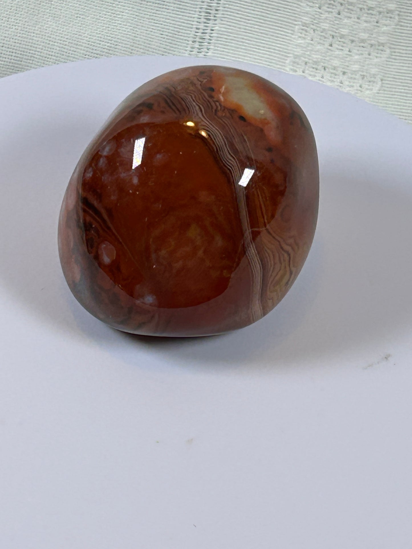 (#112) - CARNELIAN AGATE PALM STONE POLISHED - NEW
