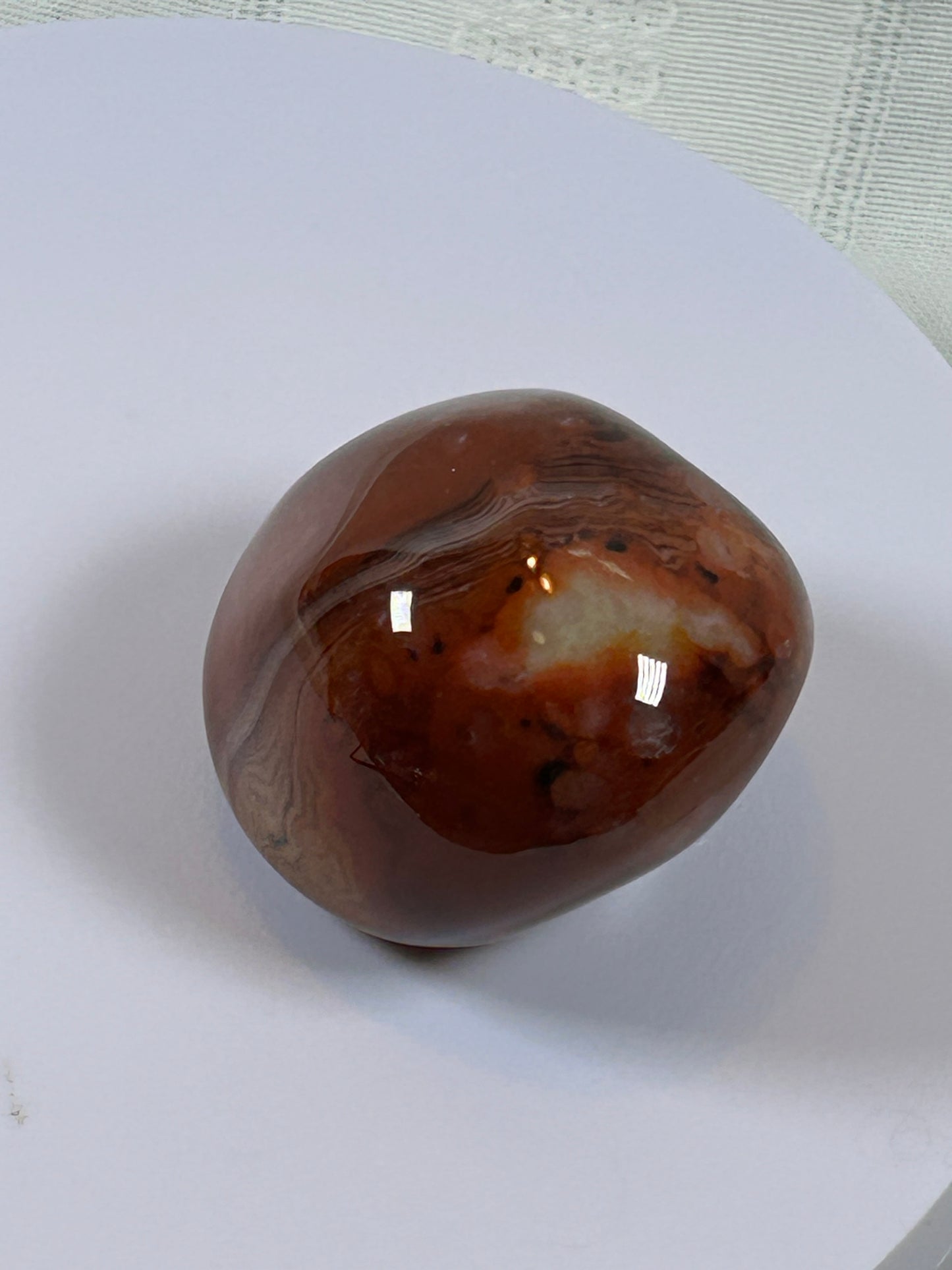 (#112) - CARNELIAN AGATE PALM STONE POLISHED - NEW