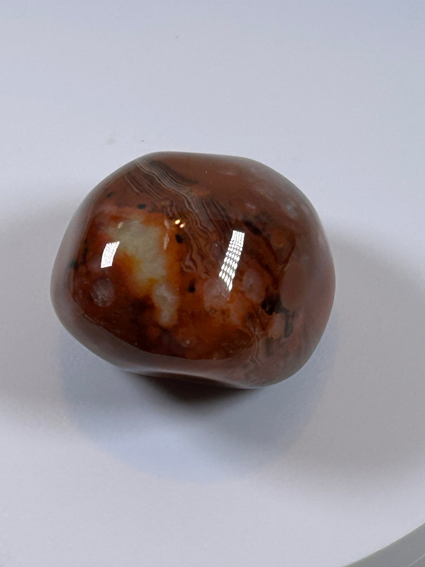 (#112) - CARNELIAN AGATE PALM STONE POLISHED - NEW