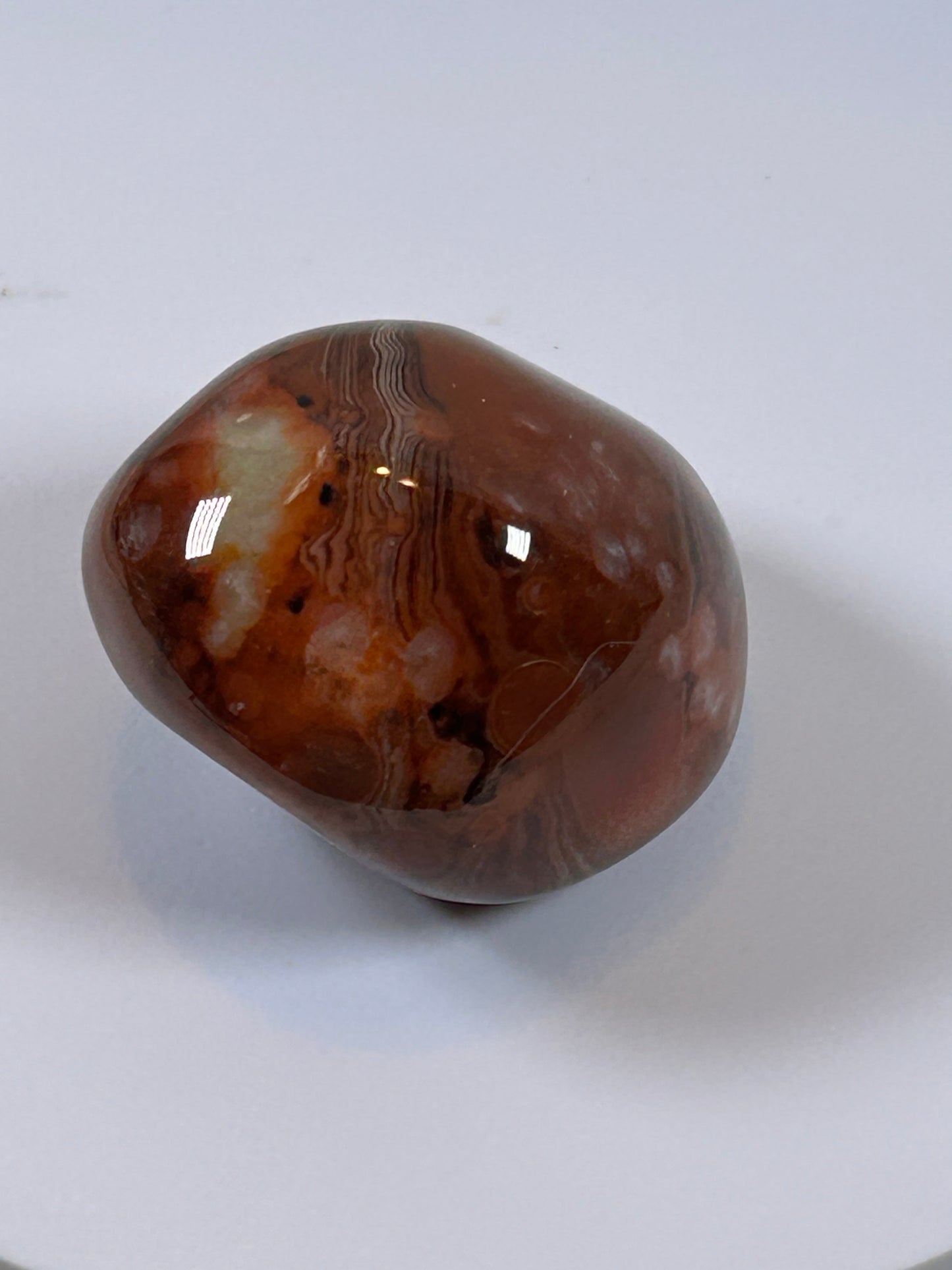 (#112) - CARNELIAN AGATE PALM STONE POLISHED - NEW