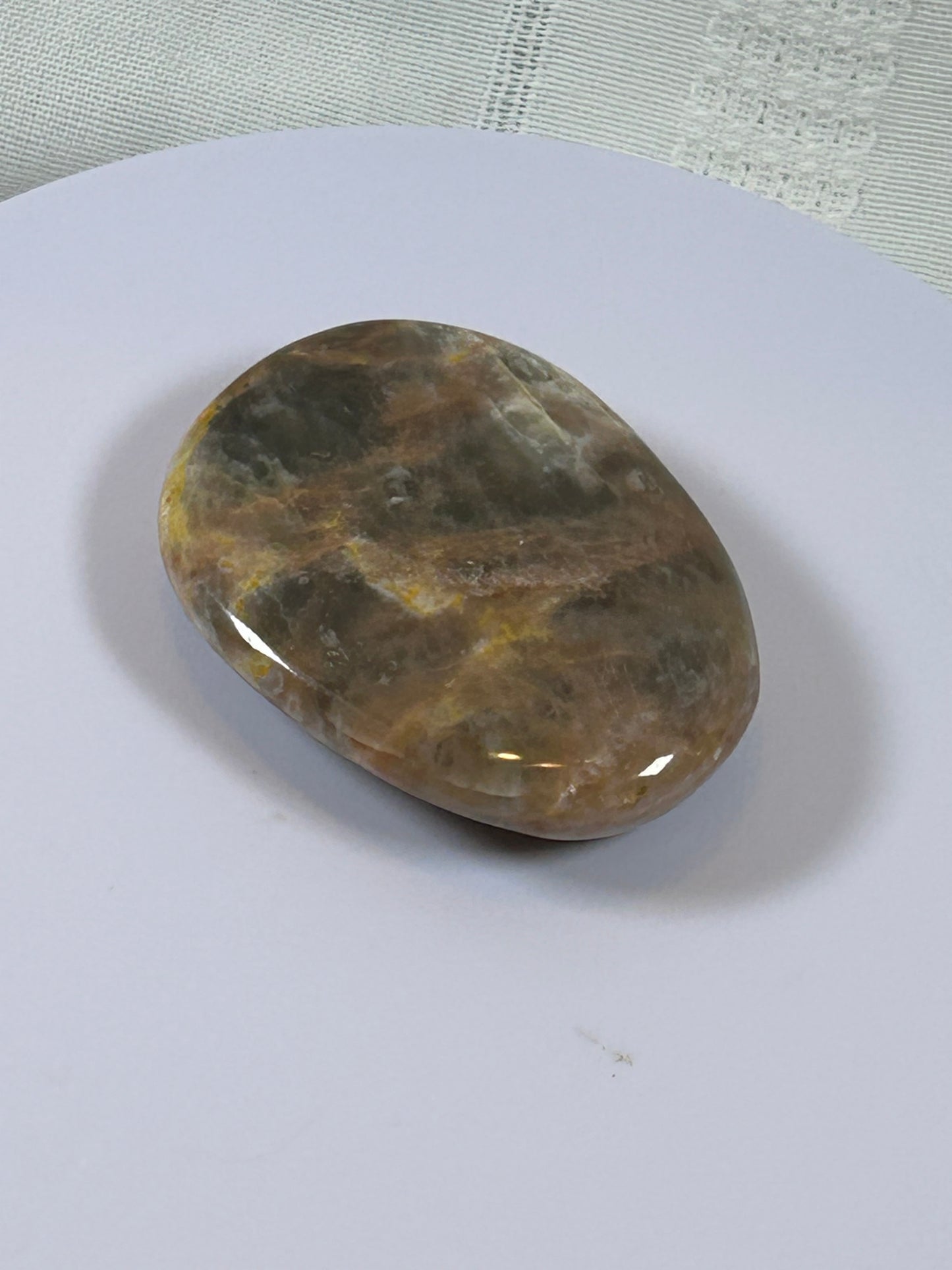 (#113) - BLACK MOONSTONE PALM STONE POLISHED - NEW