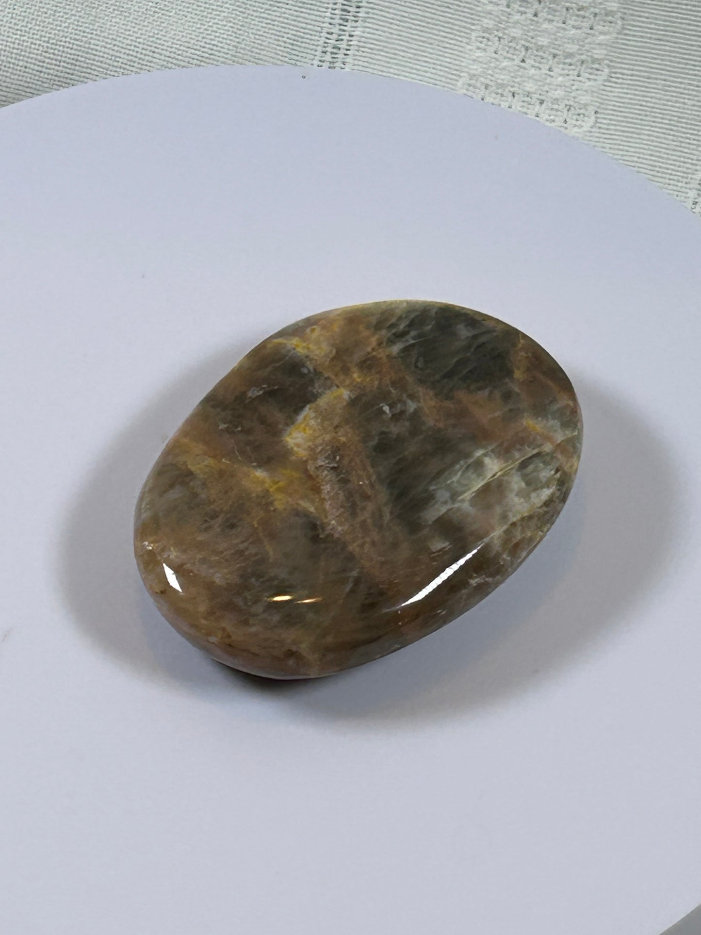 (#113) - BLACK MOONSTONE PALM STONE POLISHED - NEW