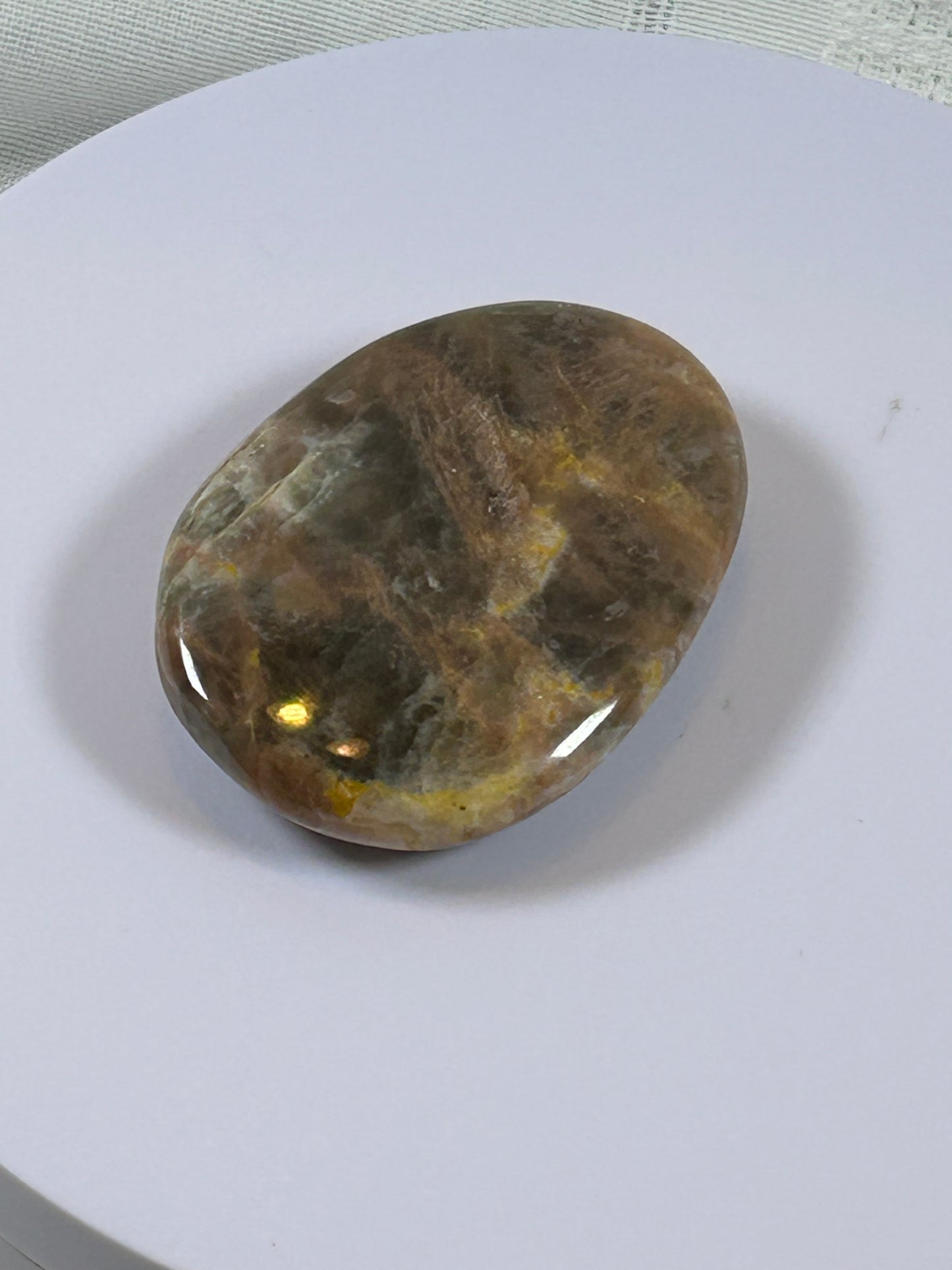 (#113) - BLACK MOONSTONE PALM STONE POLISHED - NEW