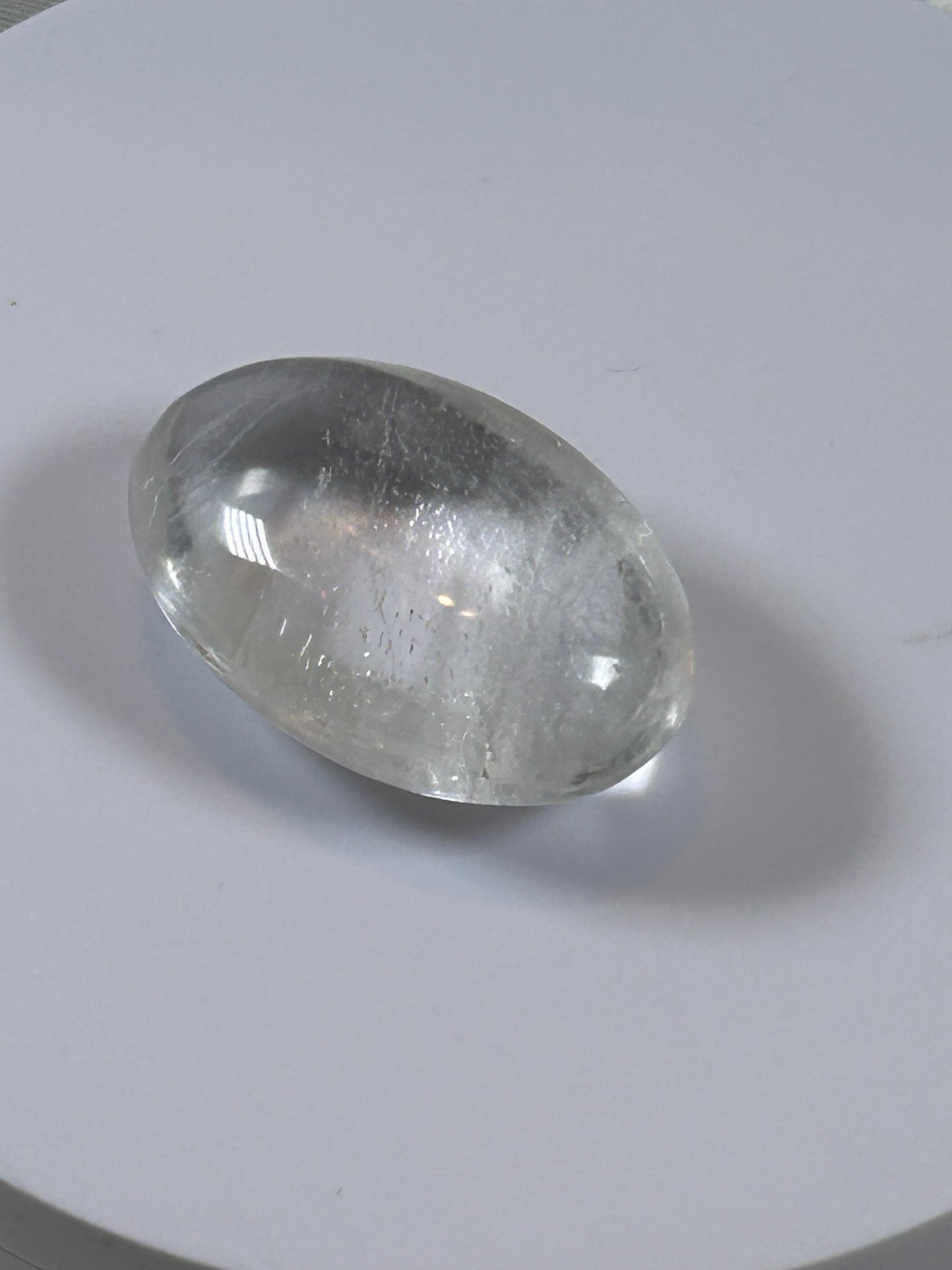 (#114) - CLEAR QUARTZ PALM STONE POLISHED - NEW